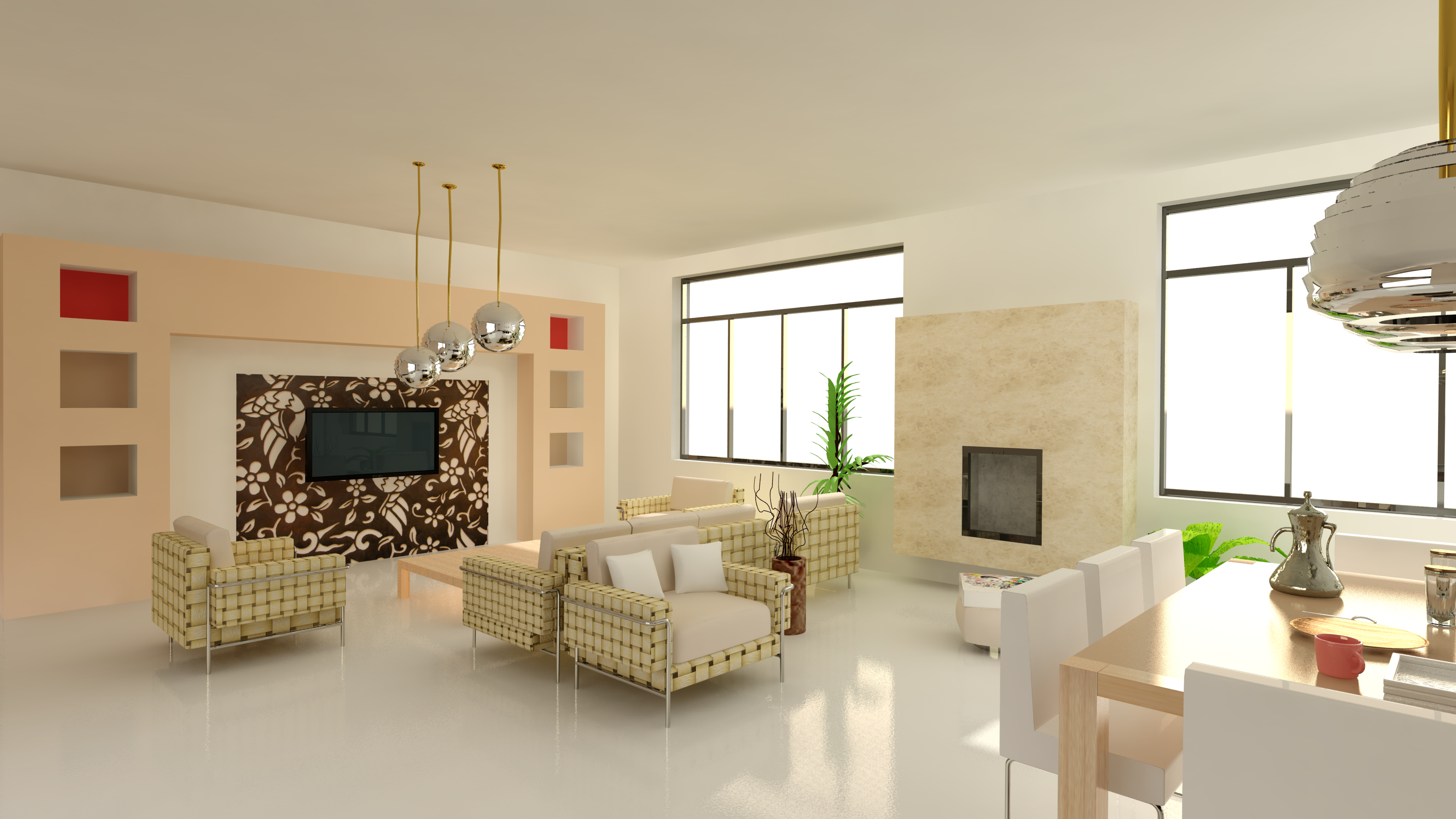 INTERIER modern living room with furniture 3D model_1