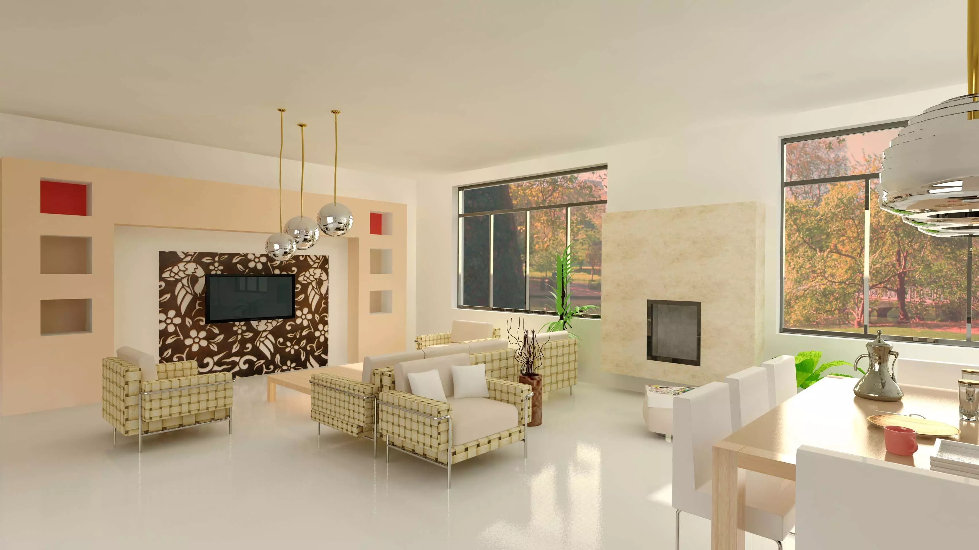 INTERIER modern living room with furniture 3D model_0