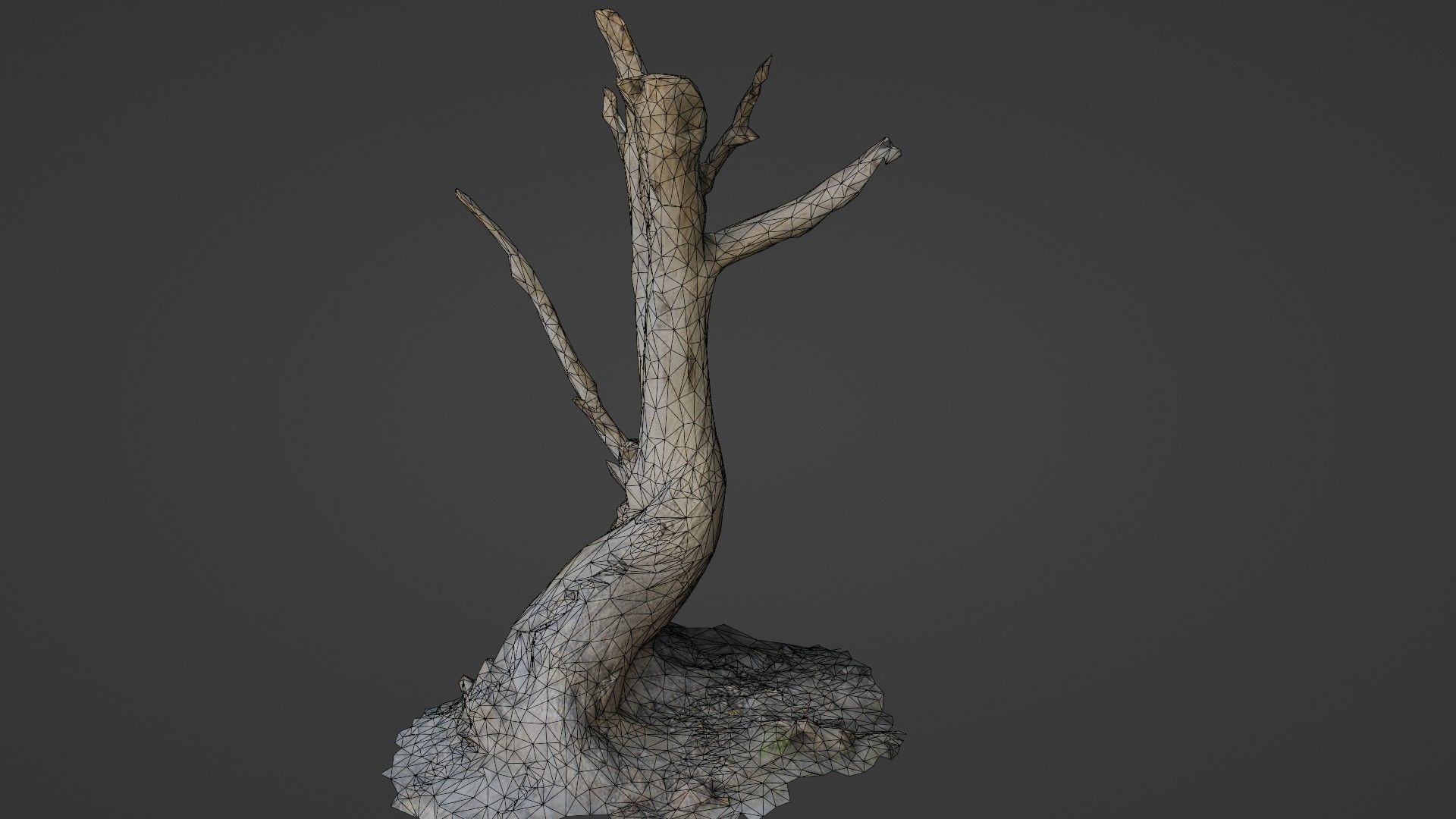Tilted tree trunk Low-poly 3D model_2