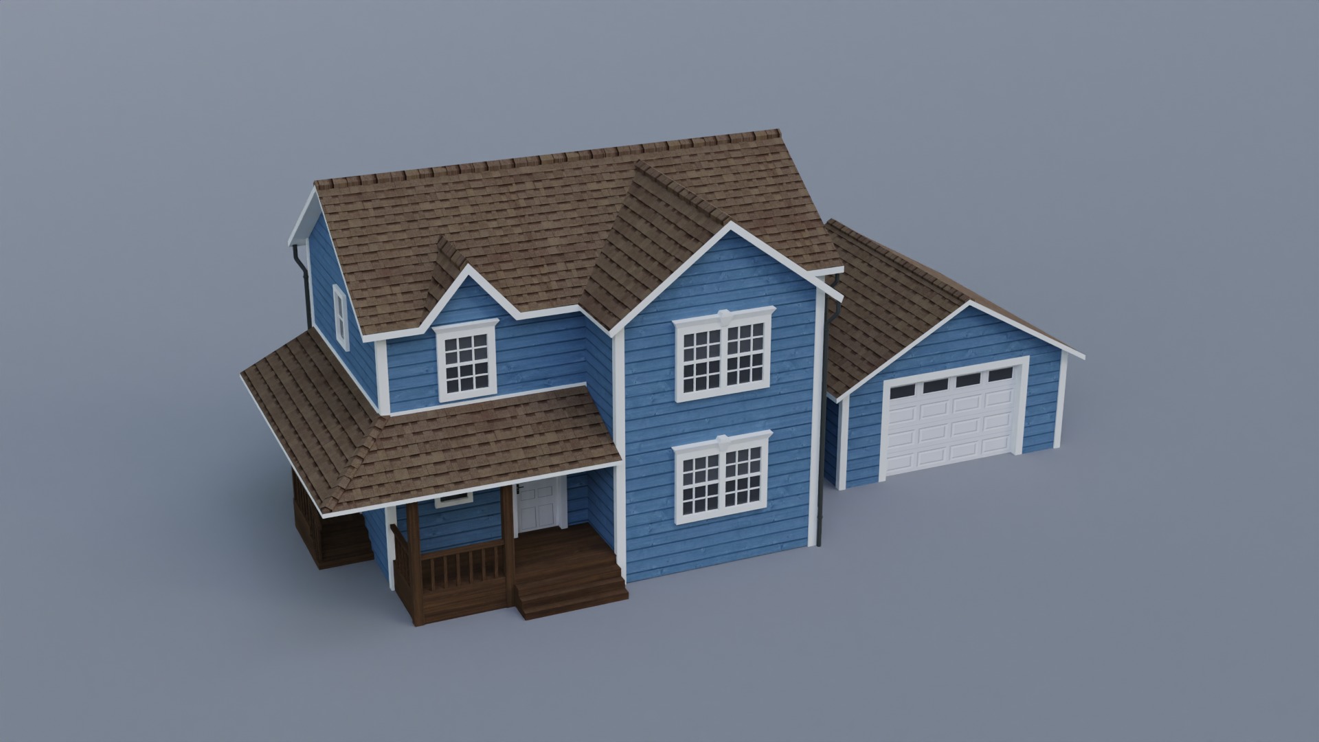 Low Poly house 6 Low-poly 3D model_8
