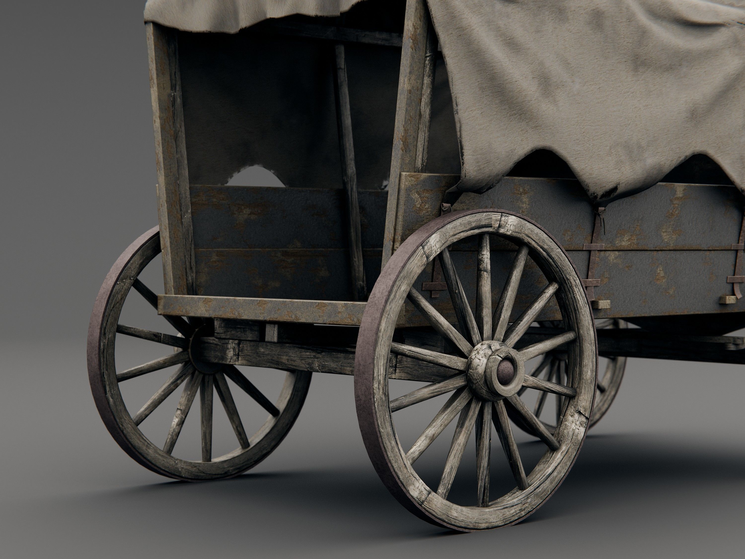 old horse wagon 3D model_7