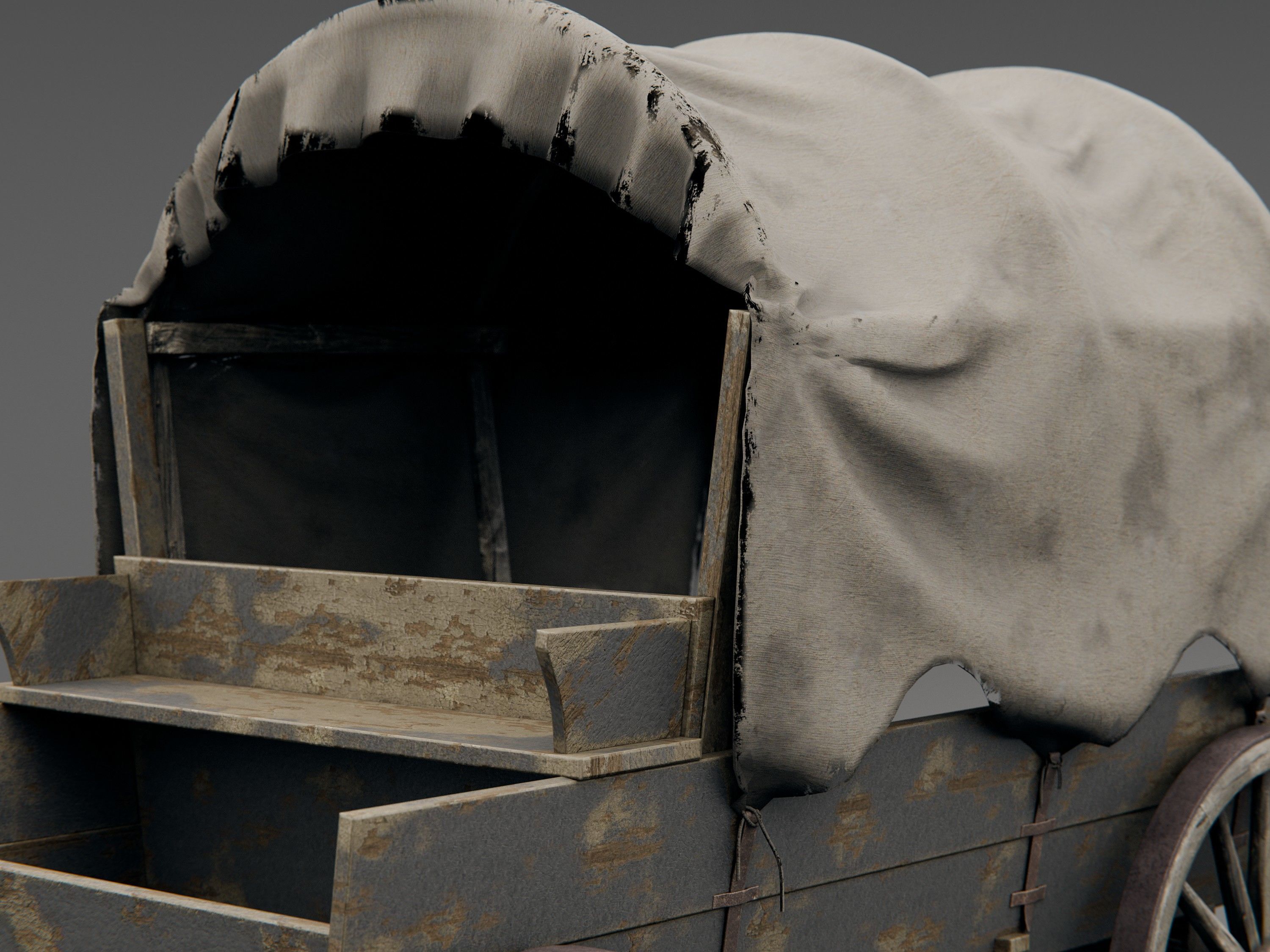 old horse wagon 3D model_5