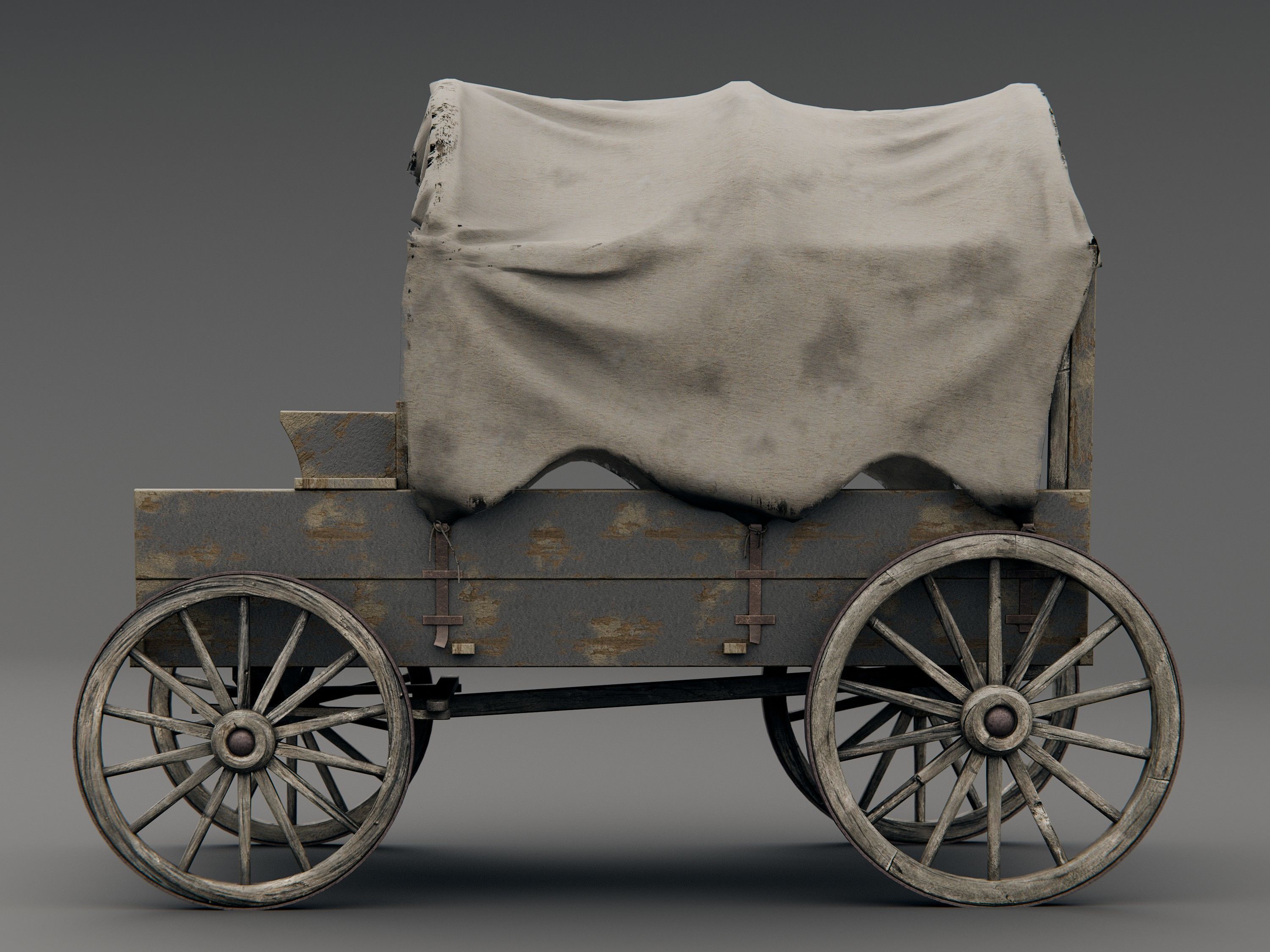 old horse wagon 3D model_9