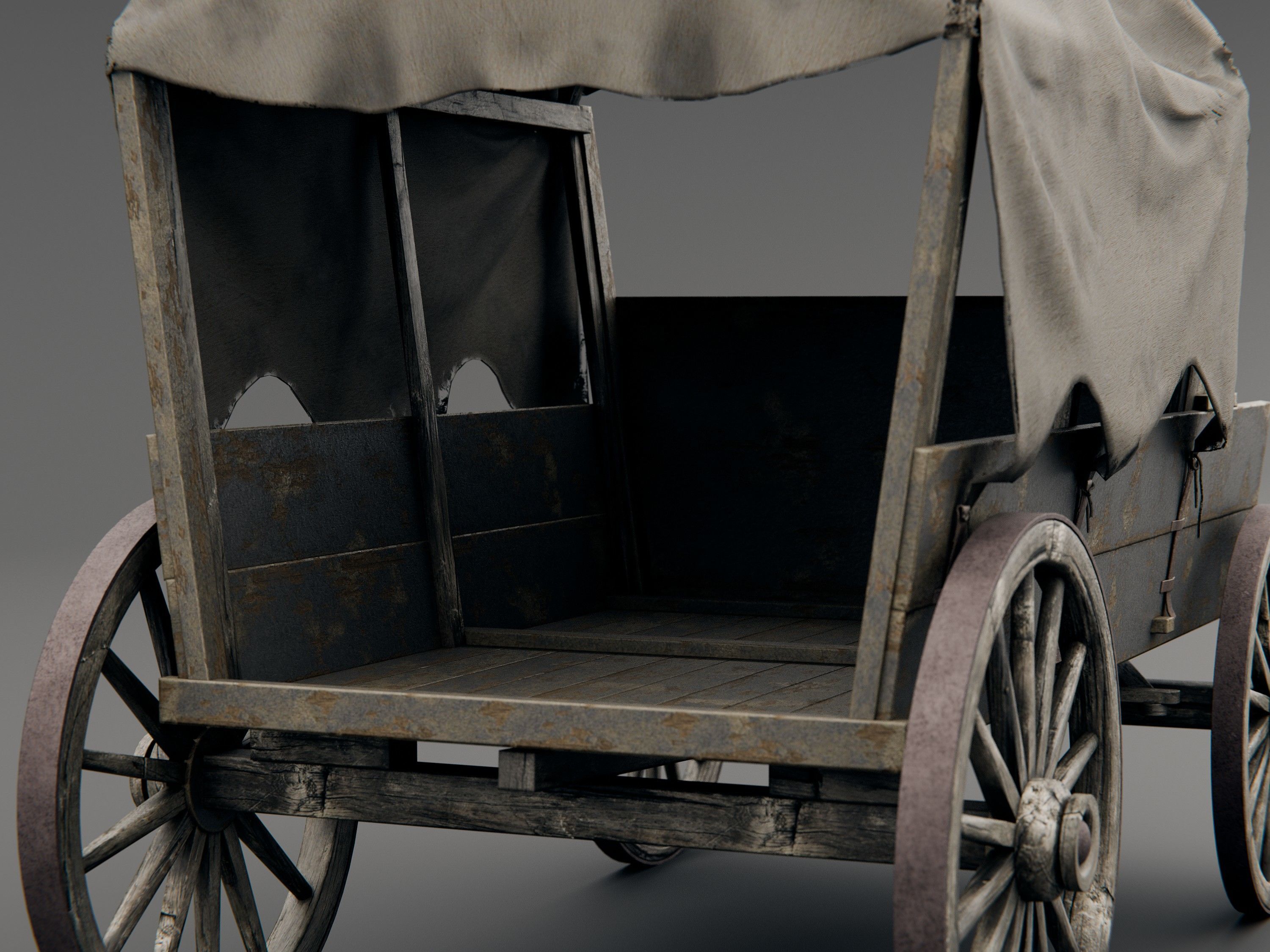old horse wagon 3D model_4
