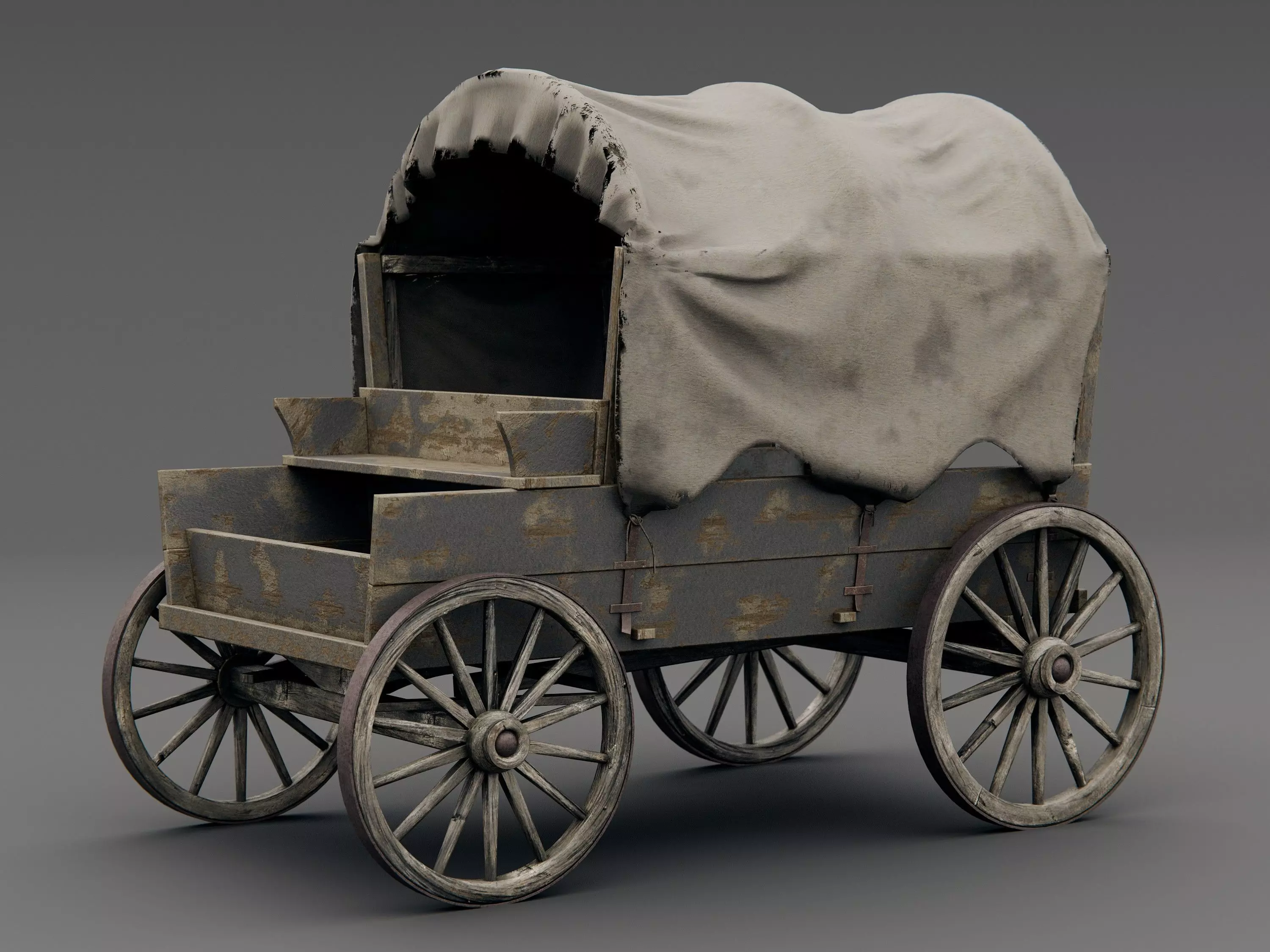 old horse wagon 3D model_0