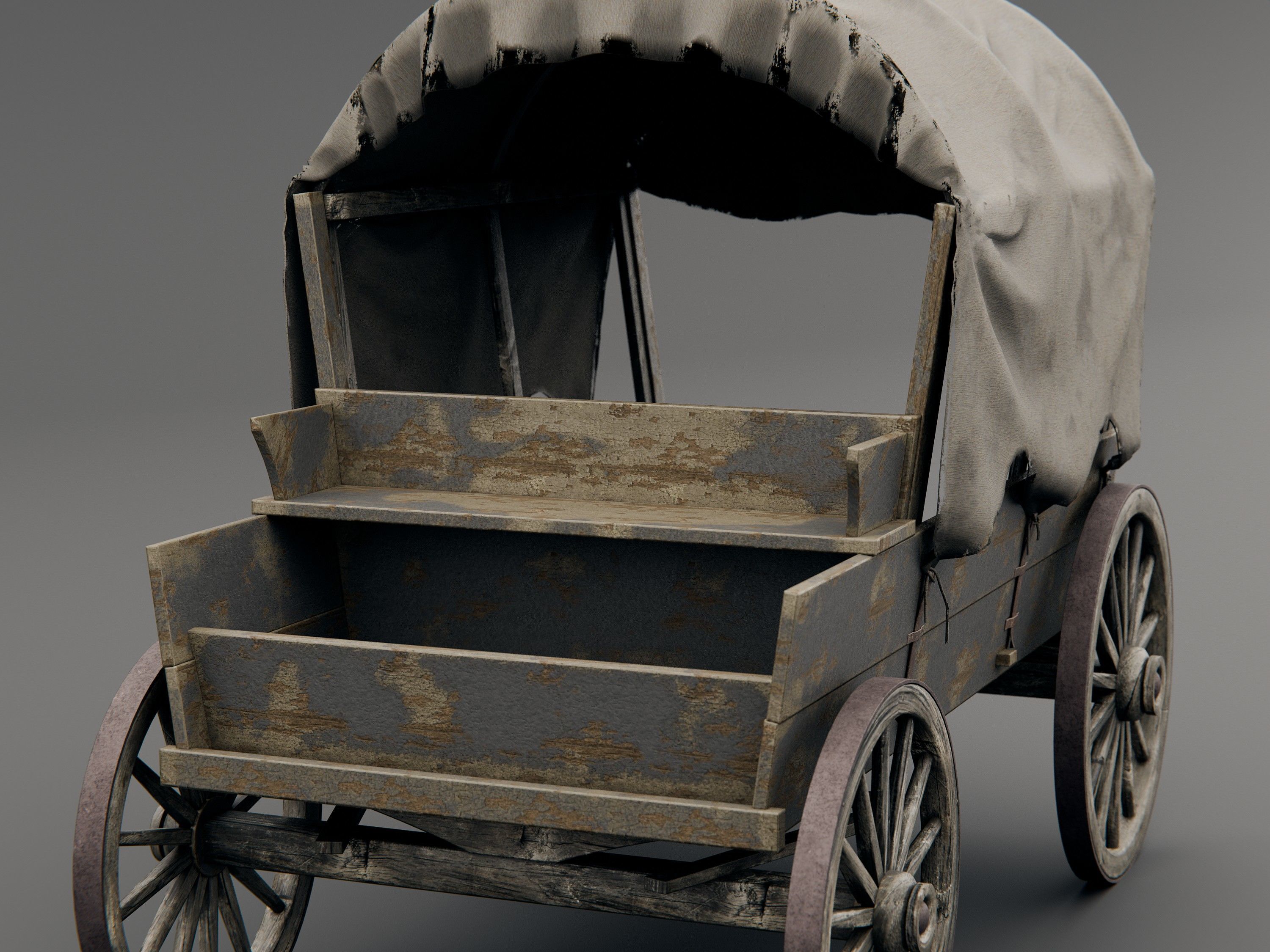old horse wagon 3D model_6