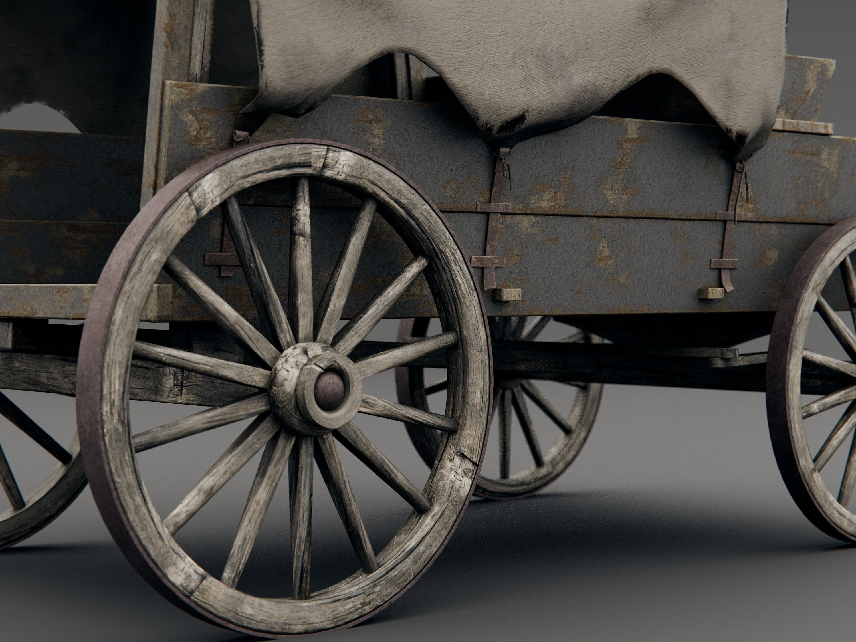 old horse wagon 3D model_2