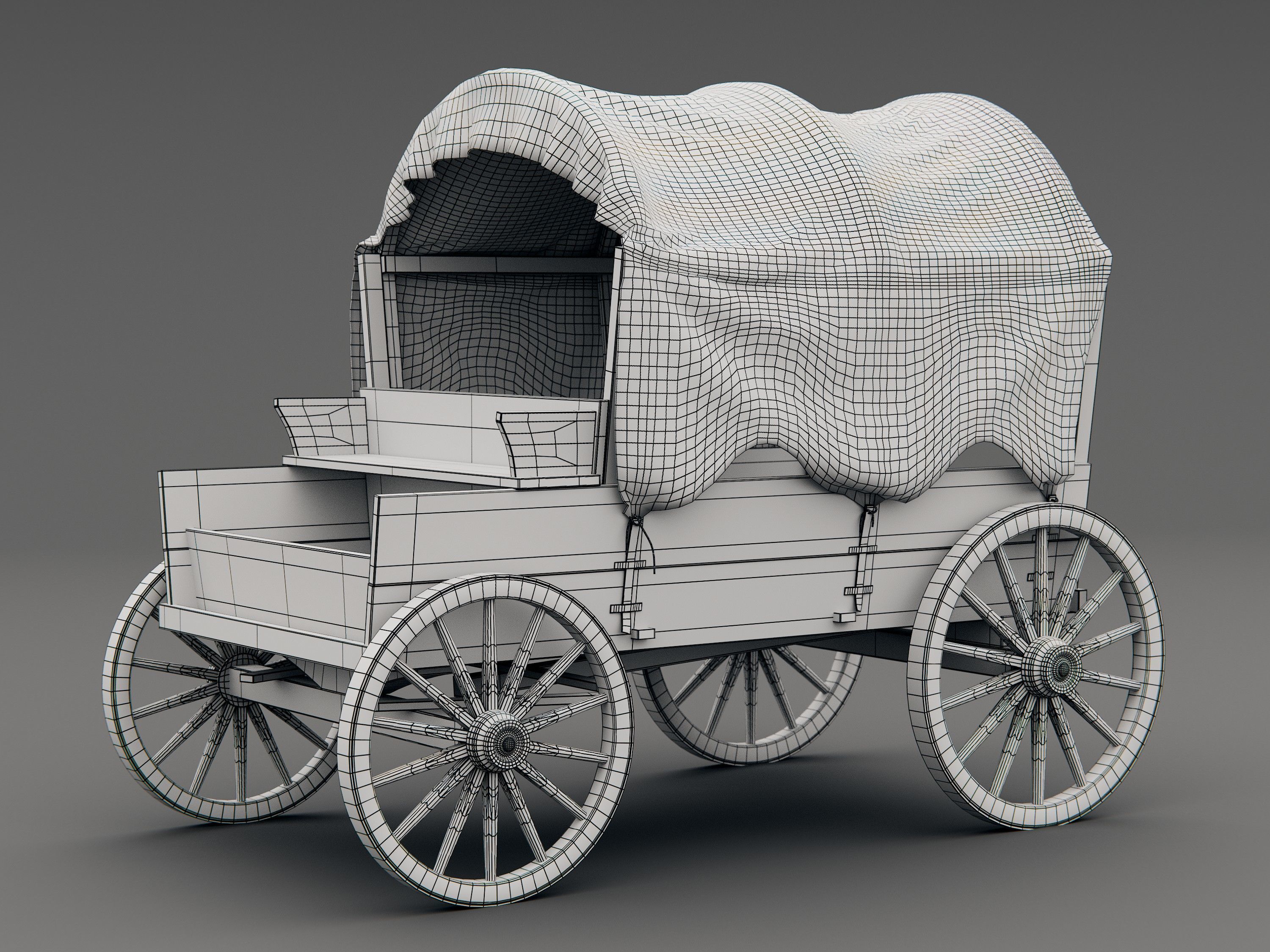 old horse wagon 3D model_3