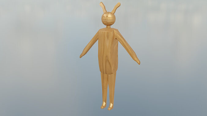 Ball and simple character in wooden material Free low-poly 3D model