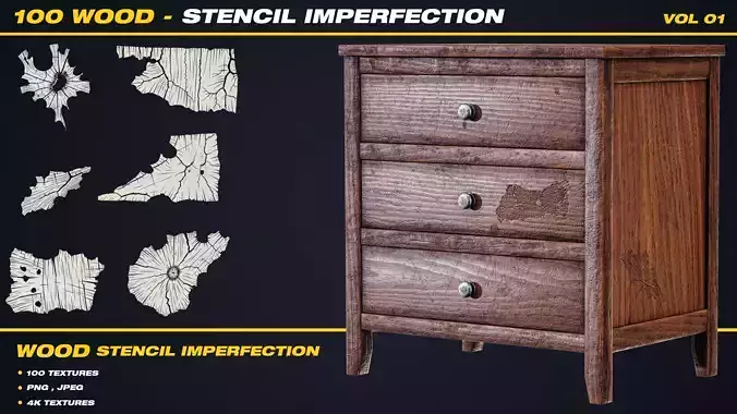 100 Wood Stencil Imperfection Vol 01