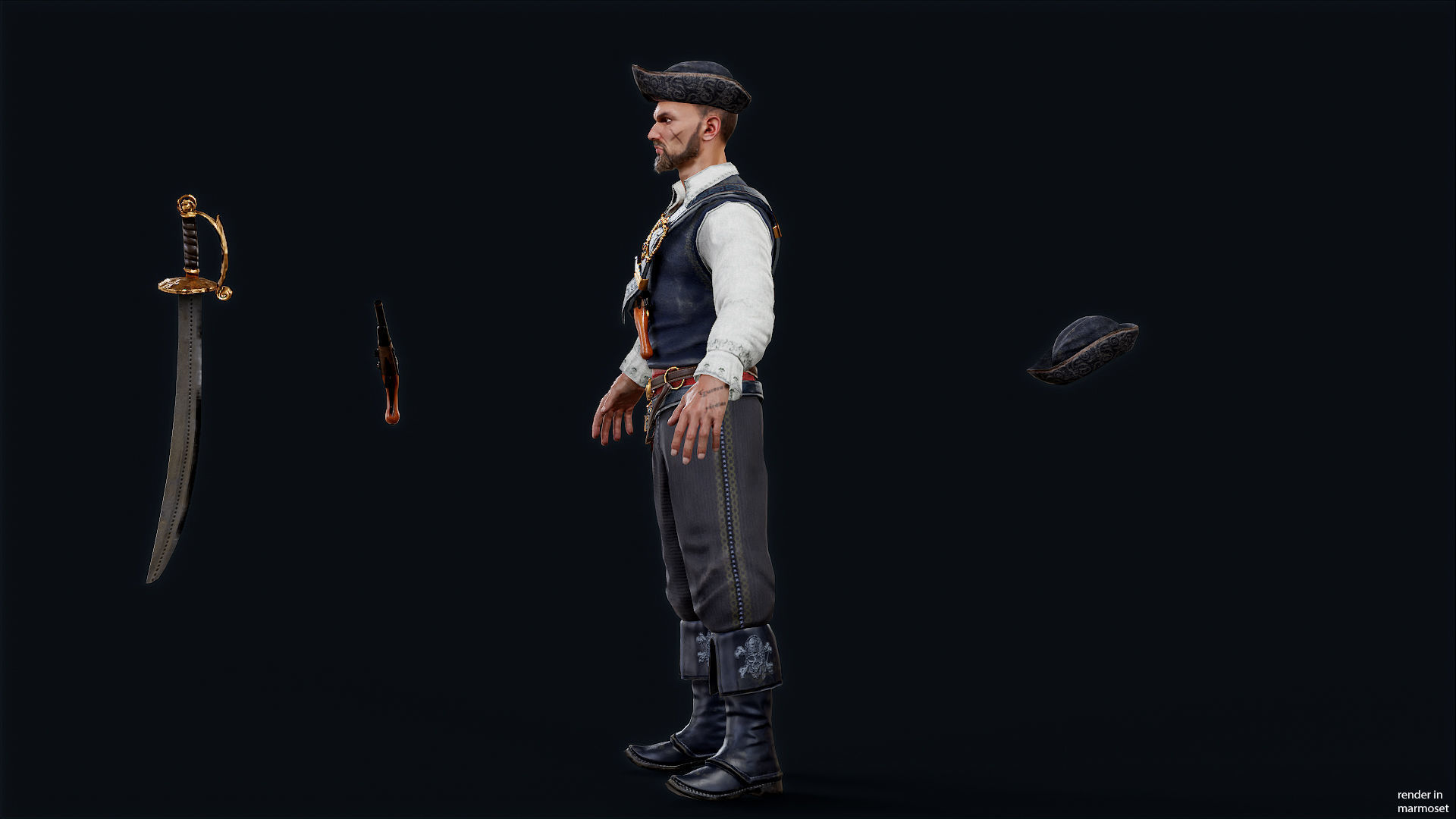 PIRATE R12 Low-poly 3D model_8