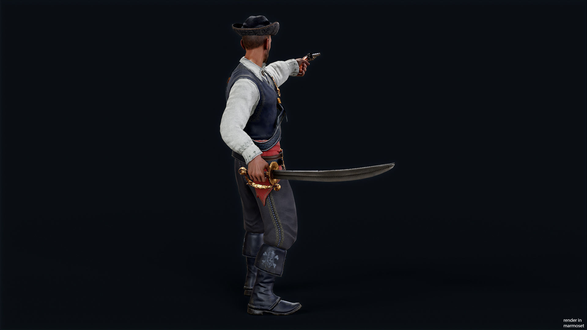 PIRATE R12 Low-poly 3D model_3