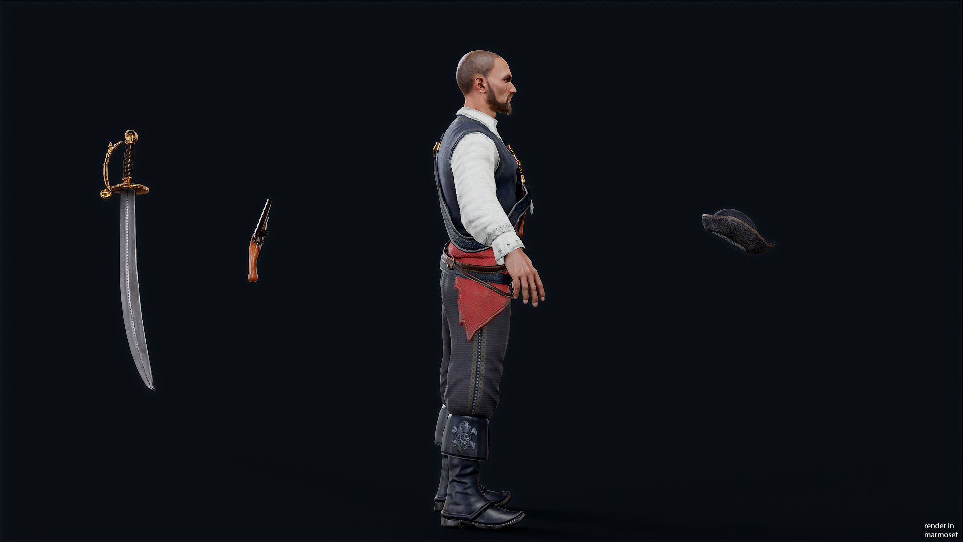 PIRATE R12 Low-poly 3D model_6