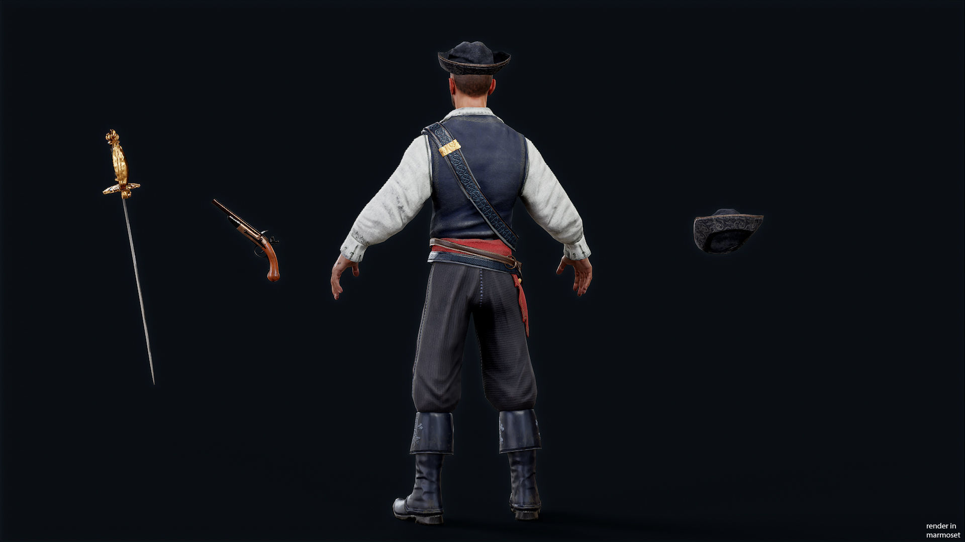 PIRATE R12 Low-poly 3D model_7