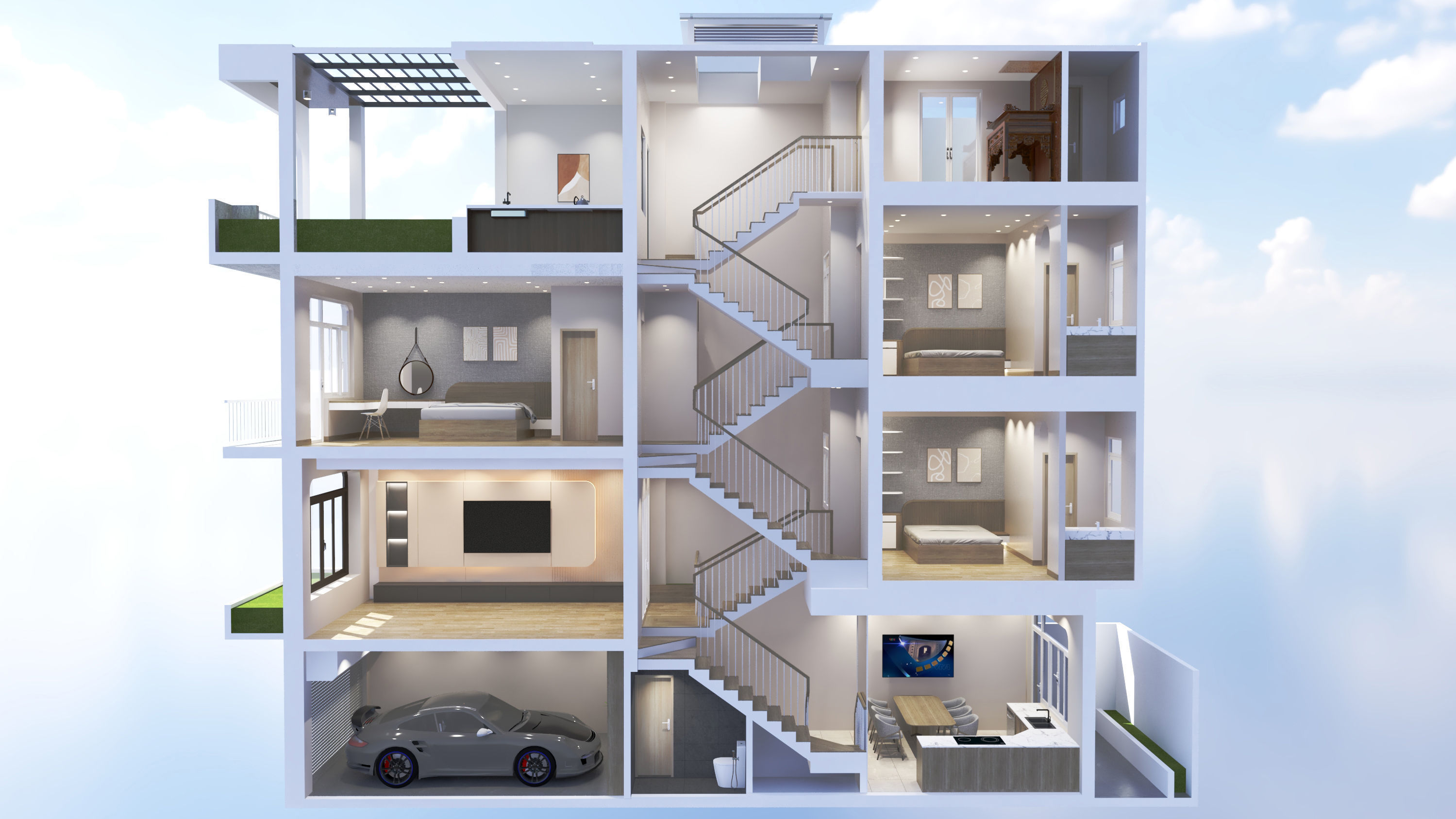 Resident House - HV 2 Free 3D model_8