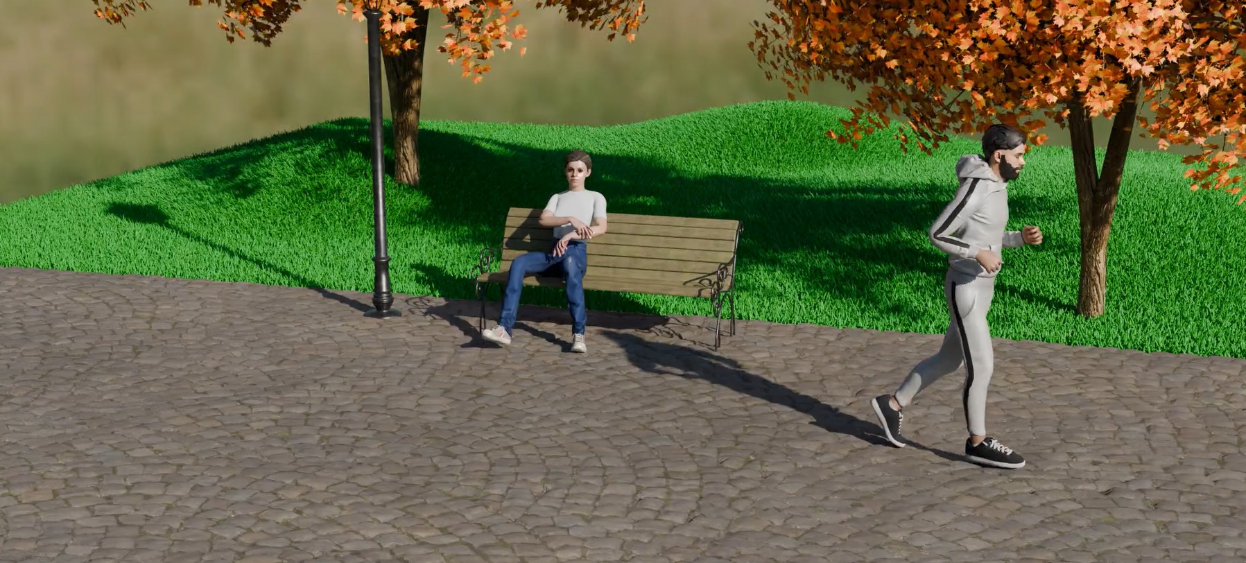 Park and bench 3D model_4