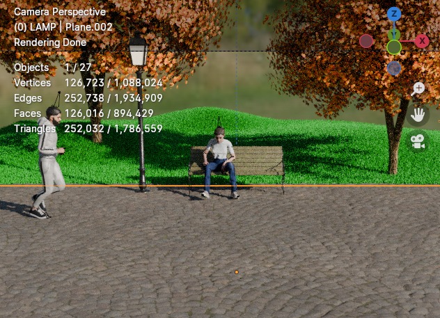 Park and bench 3D model_2
