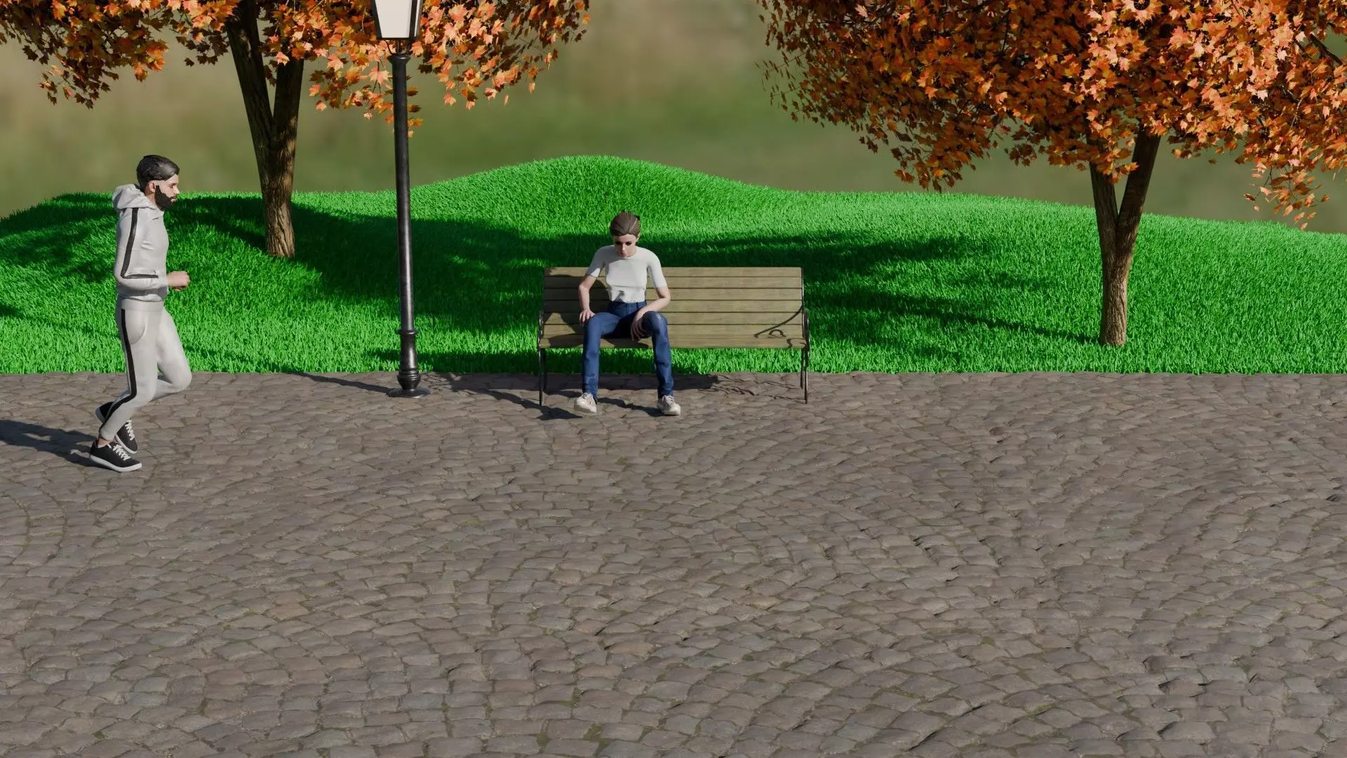 Park and bench 3D model_0