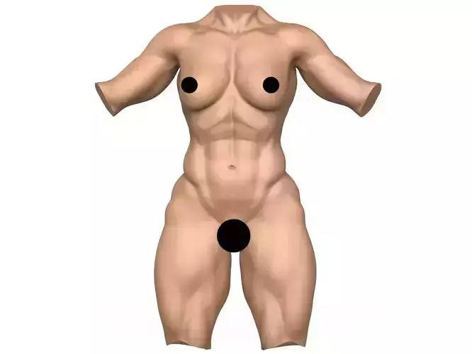 3D Print Ready Muscular Woman Torso