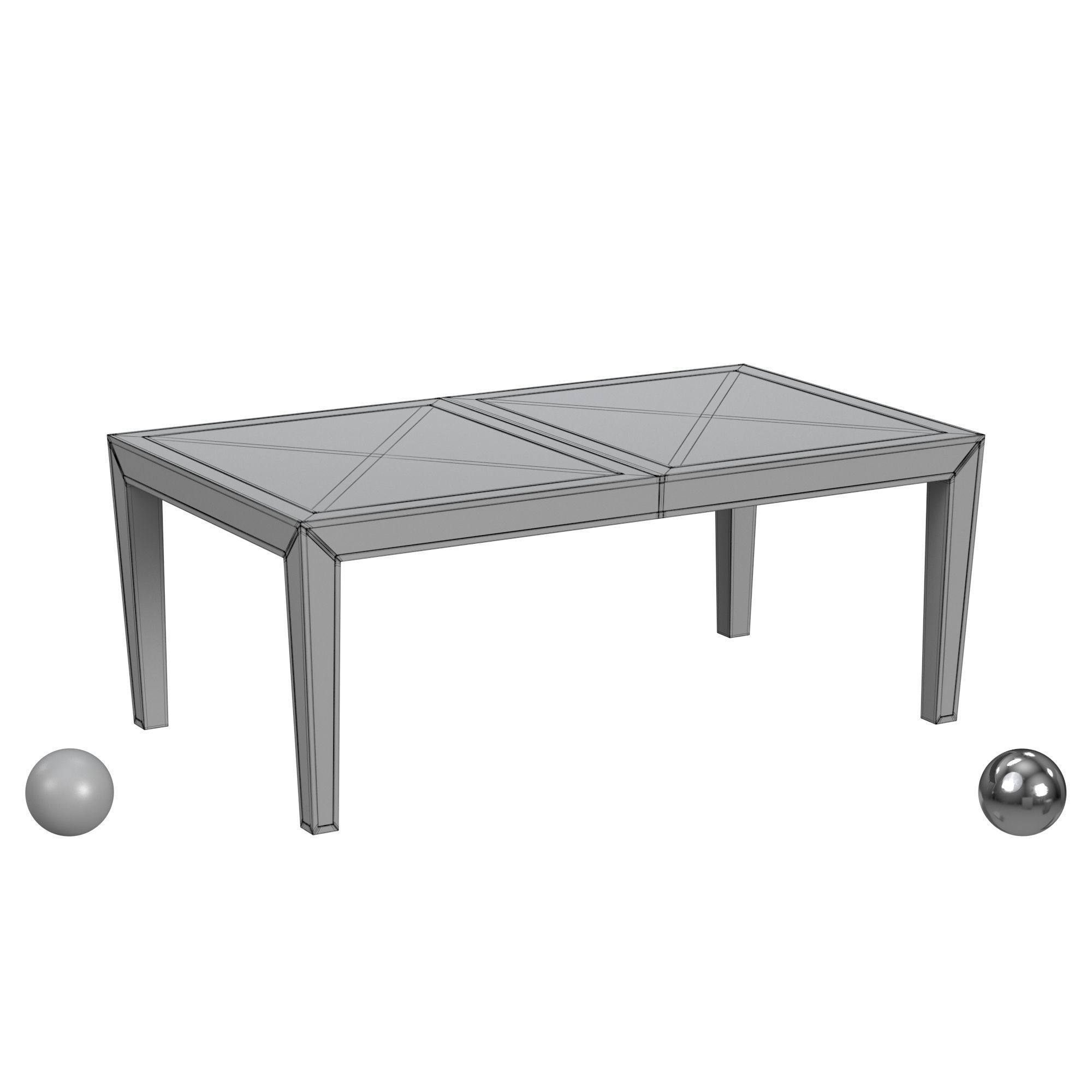 Sanctuary Sante Rectangular Dining Table Low-poly 3D model_3
