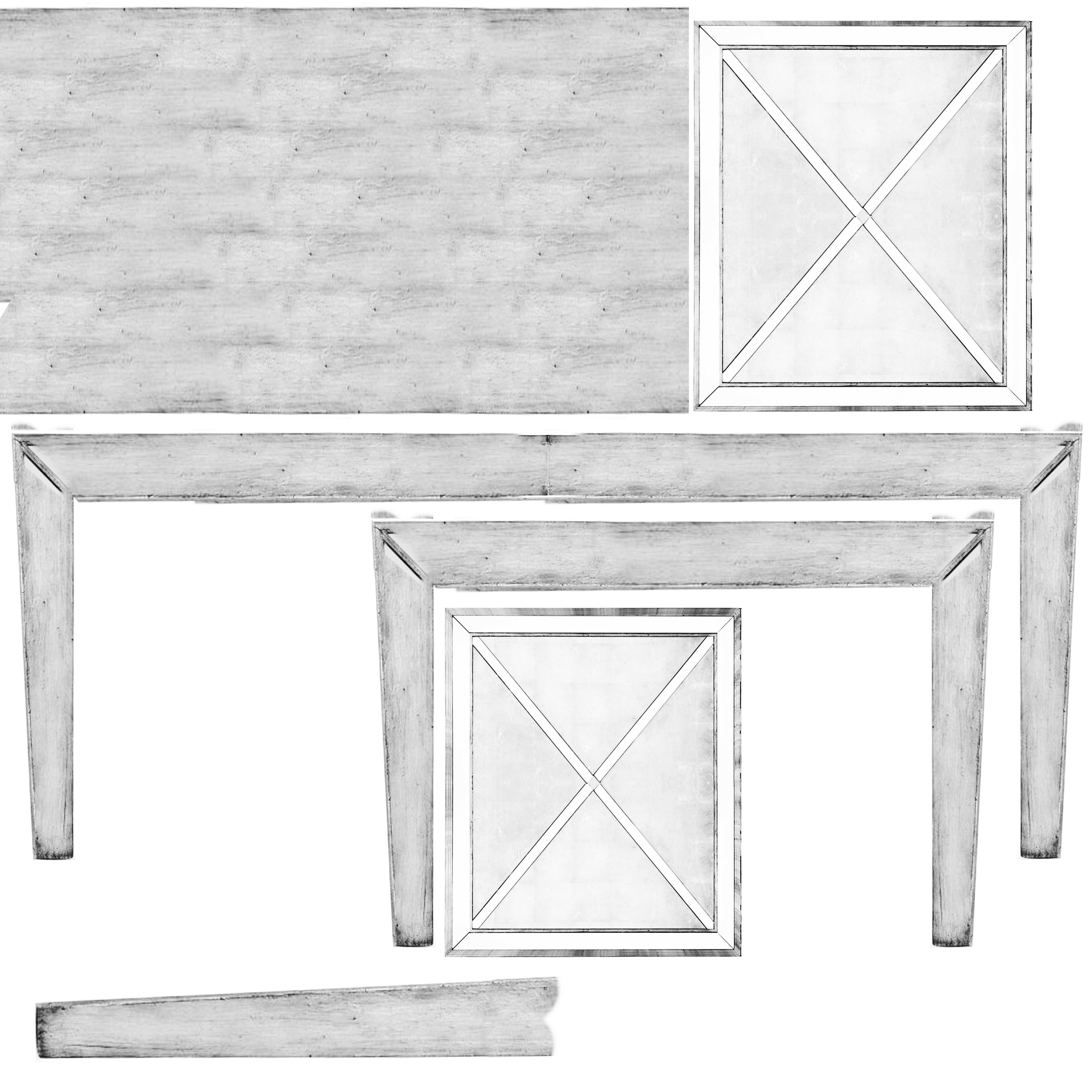 Sanctuary Sante Rectangular Dining Table Low-poly 3D model_4