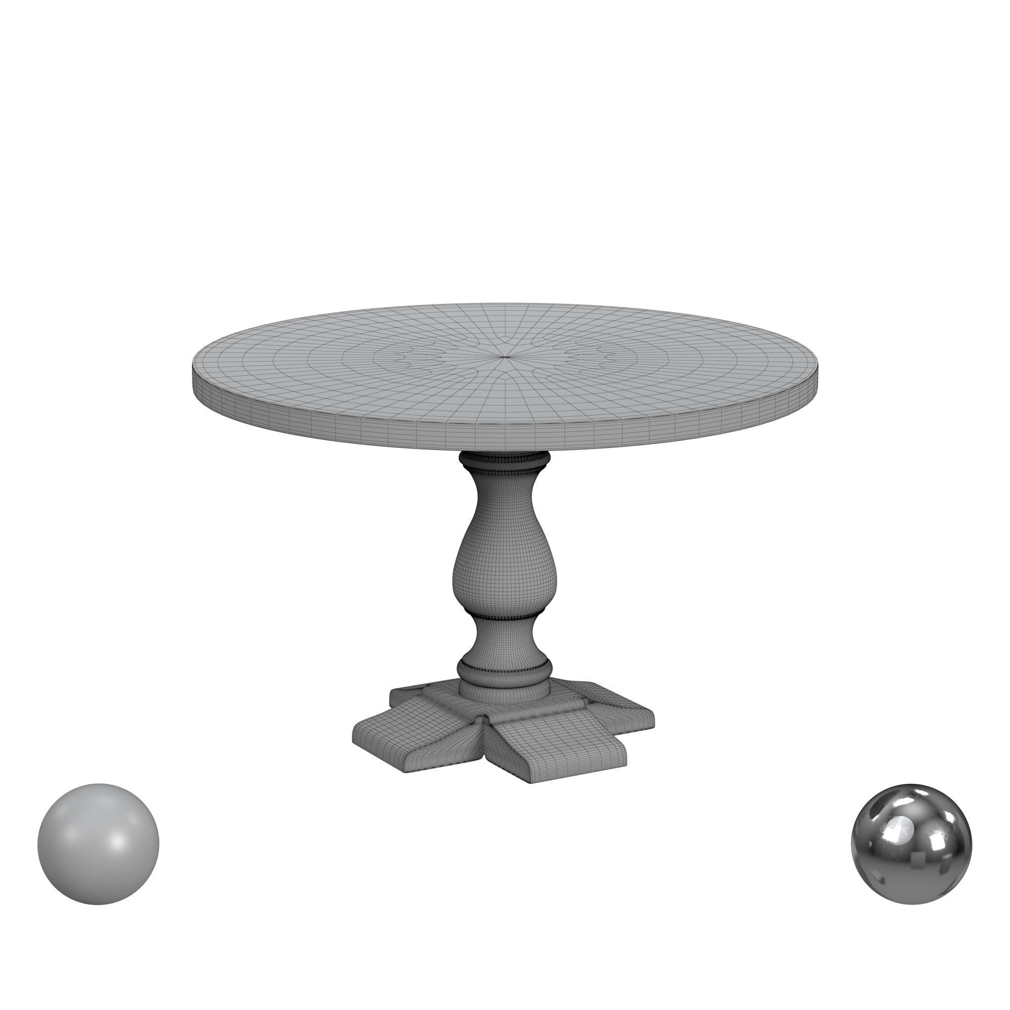 Coaster Florence Round Pedestal Dining Table Rustic Smoke Low-poly 3D model_3