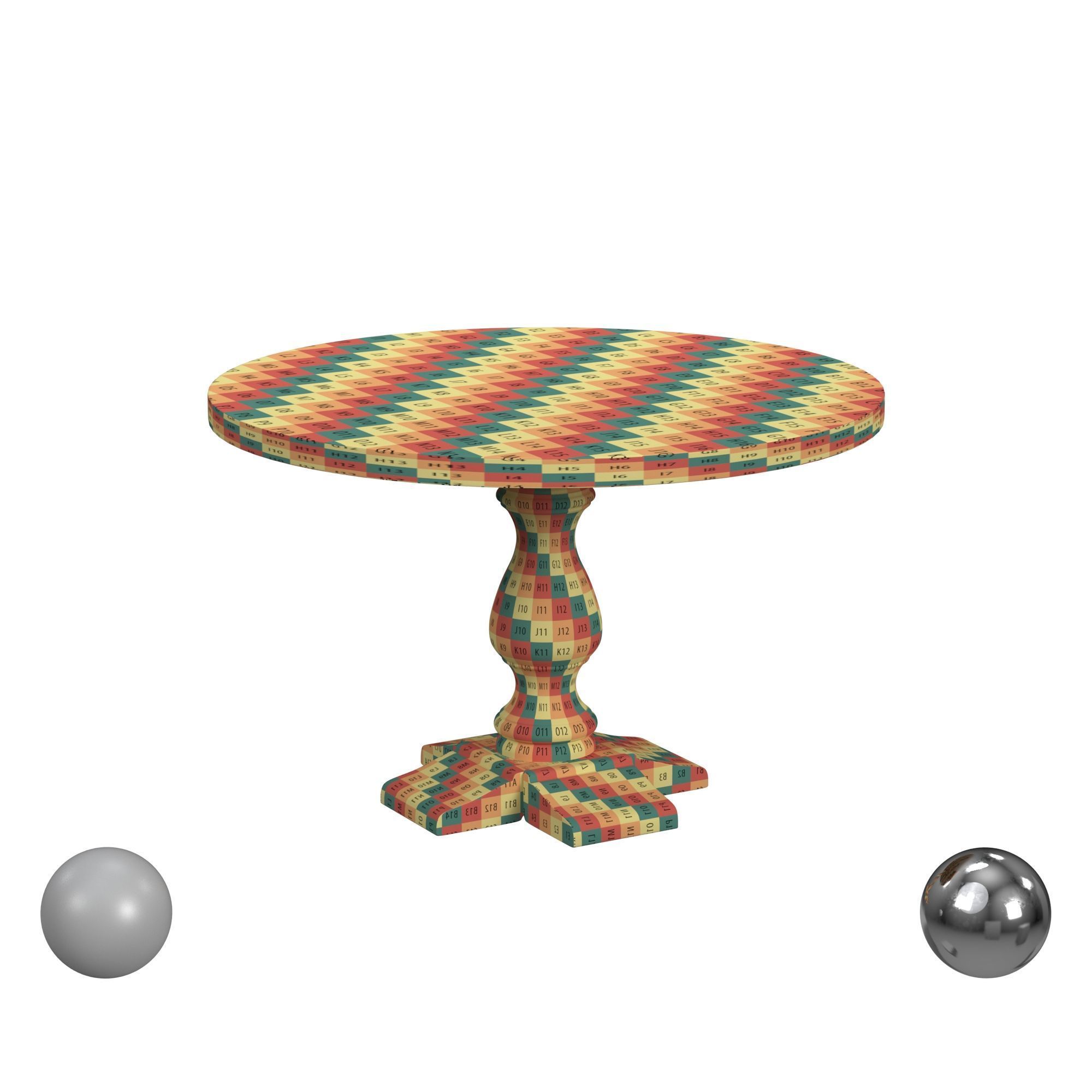 Coaster Florence Round Pedestal Dining Table Rustic Smoke Low-poly 3D model_2