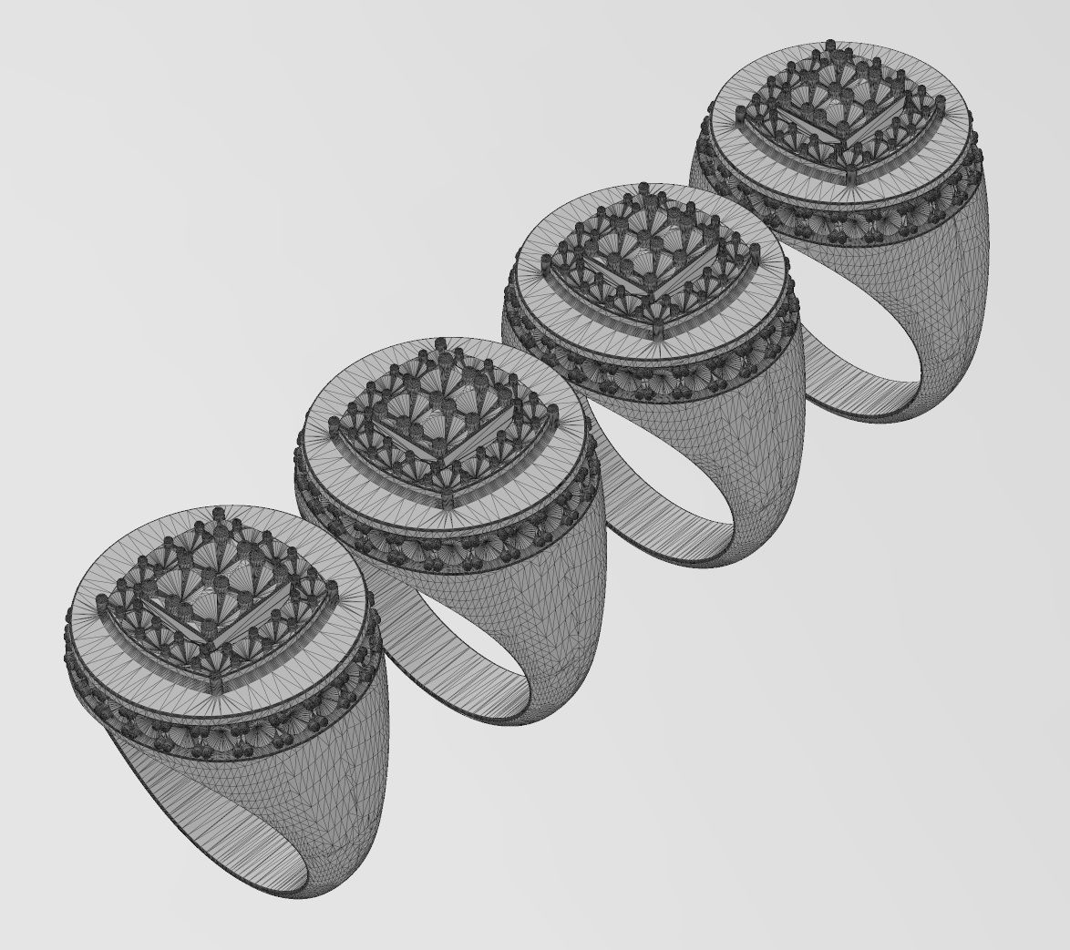 Square cluster top diamond side halo round signet US sizes 8to11 3D print model_14