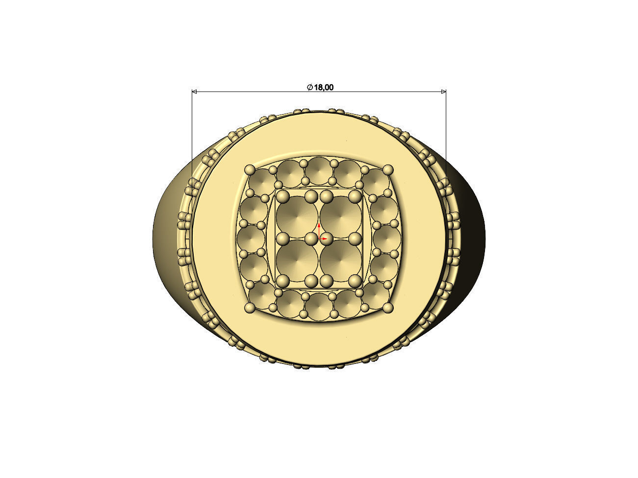 Square cluster top diamond side halo round signet US sizes 8to11 3D print model_5