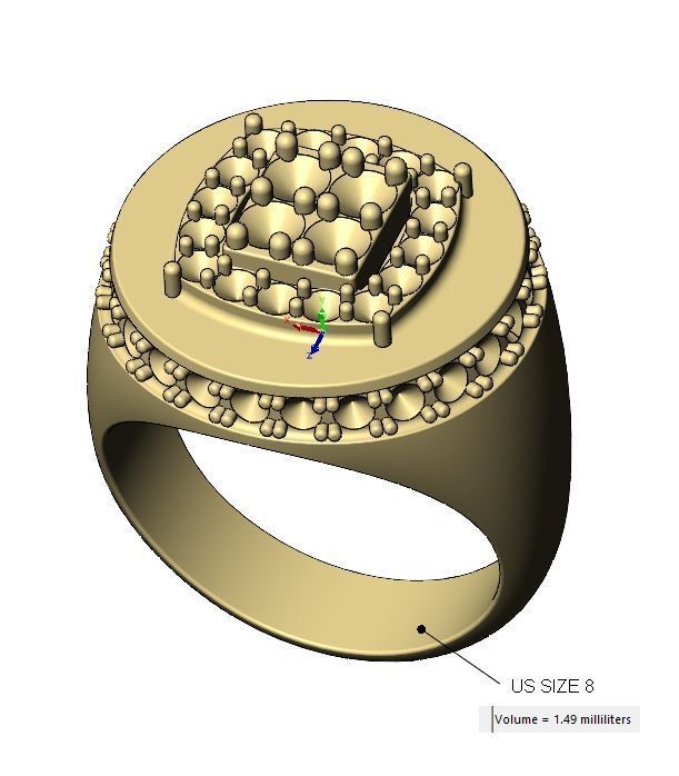 Square cluster top diamond side halo round signet US sizes 8to11 3D print model_12