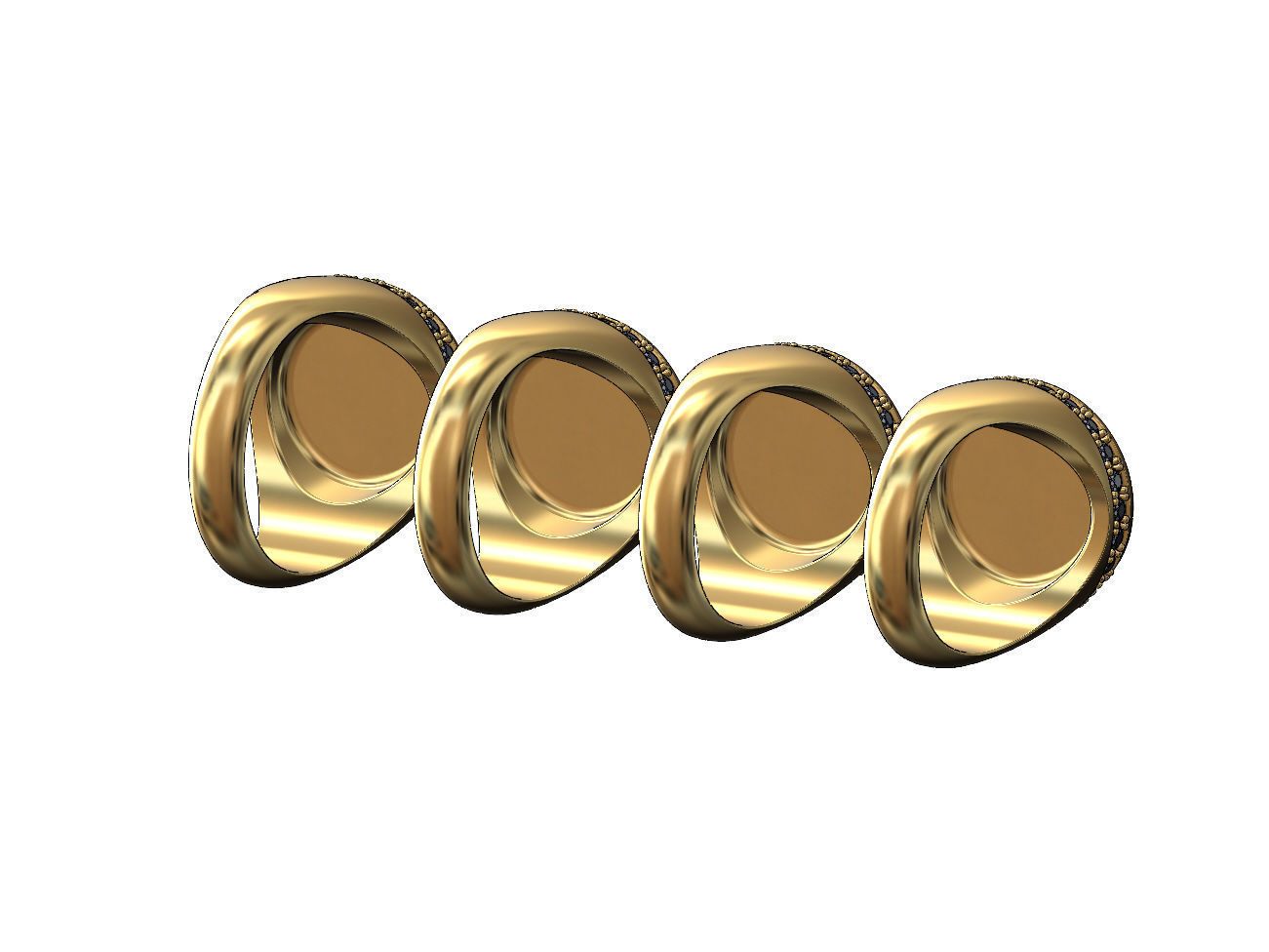 Square cluster top diamond side halo round signet US sizes 8to11 3D print model_3