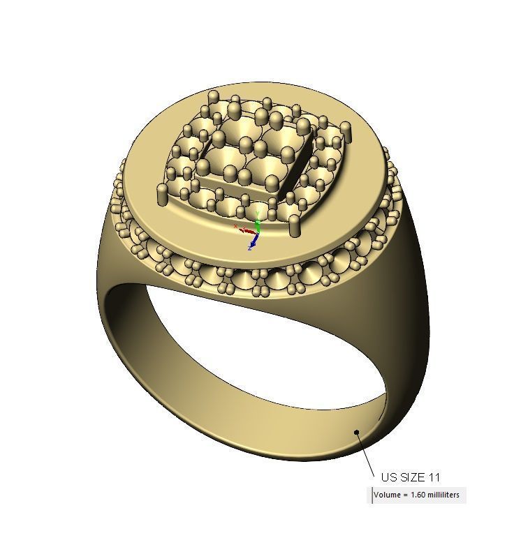 Square cluster top diamond side halo round signet US sizes 8to11 3D print model_18
