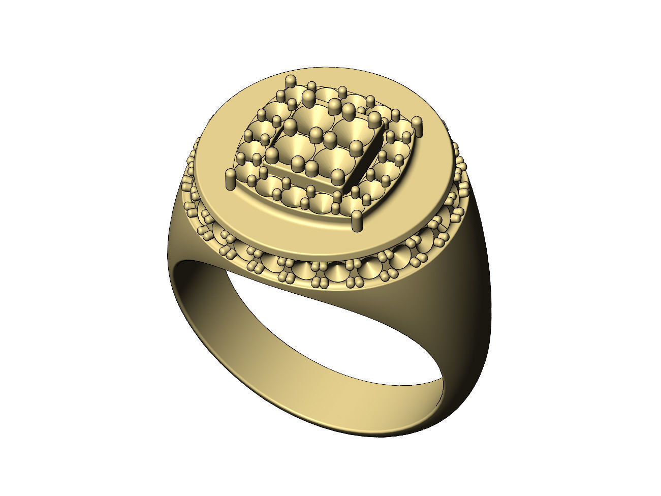 Square cluster top diamond side halo round signet US sizes 8to11 3D print model_4