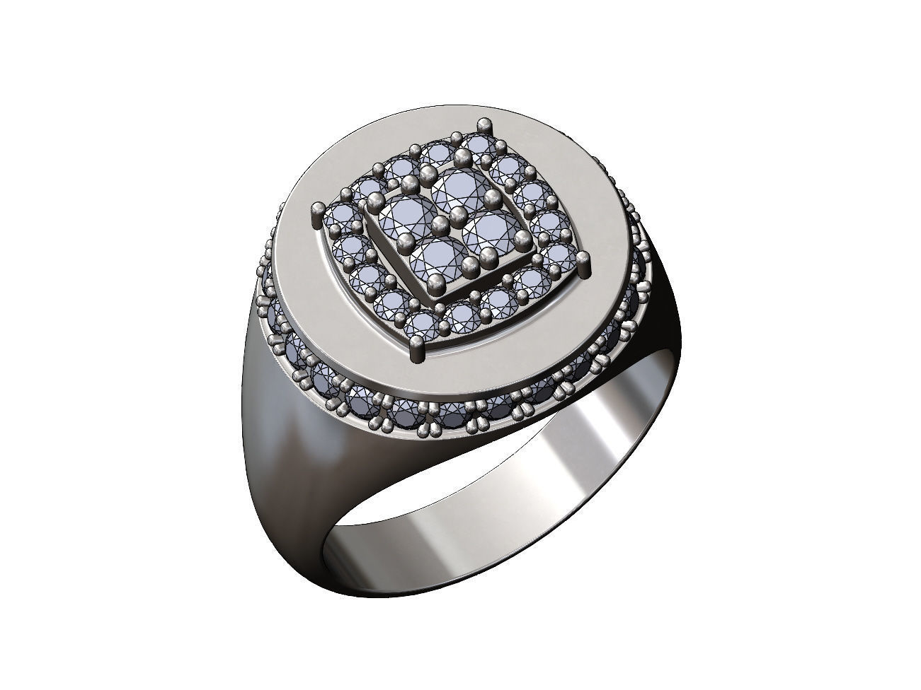 Square cluster top diamond side halo round signet US sizes 8to11 3D print model_11