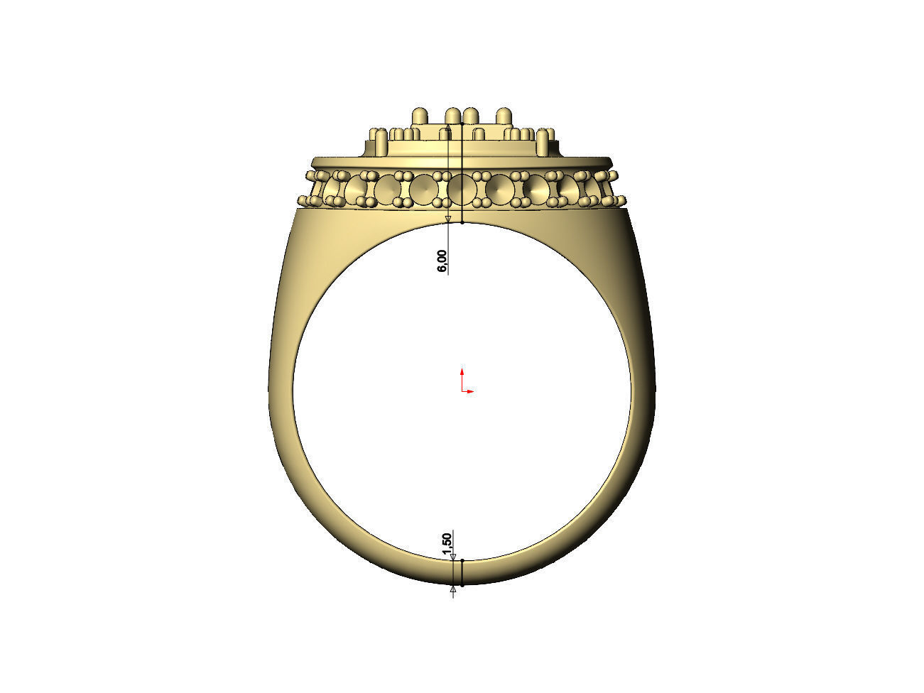 Square cluster top diamond side halo round signet US sizes 8to11 3D print model_6
