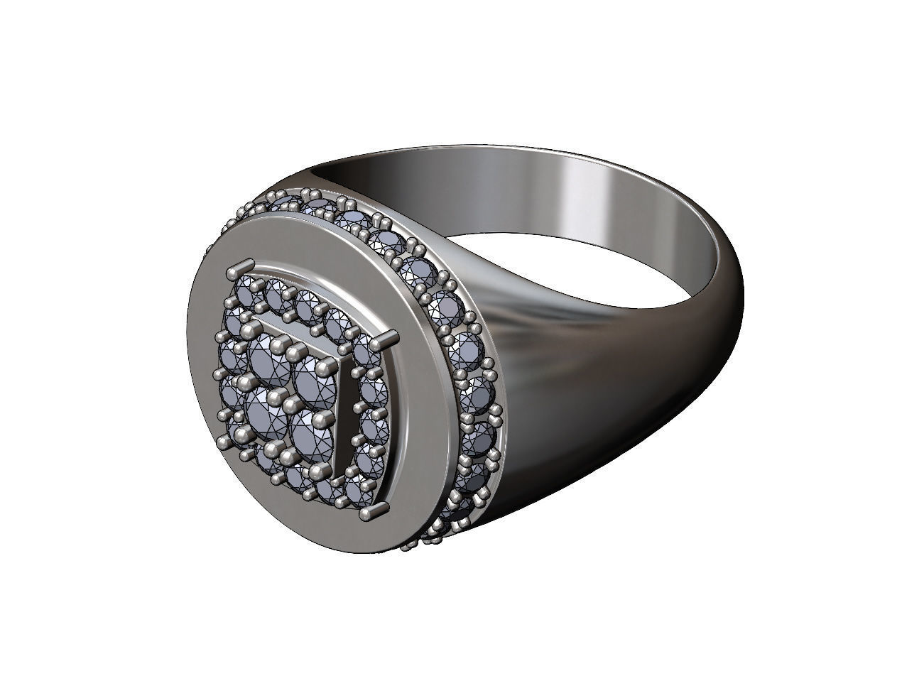 Square cluster top diamond side halo round signet US sizes 8to11 3D print model_9