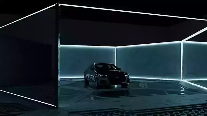 Sci-Fi Garage with Sports Car 3D model