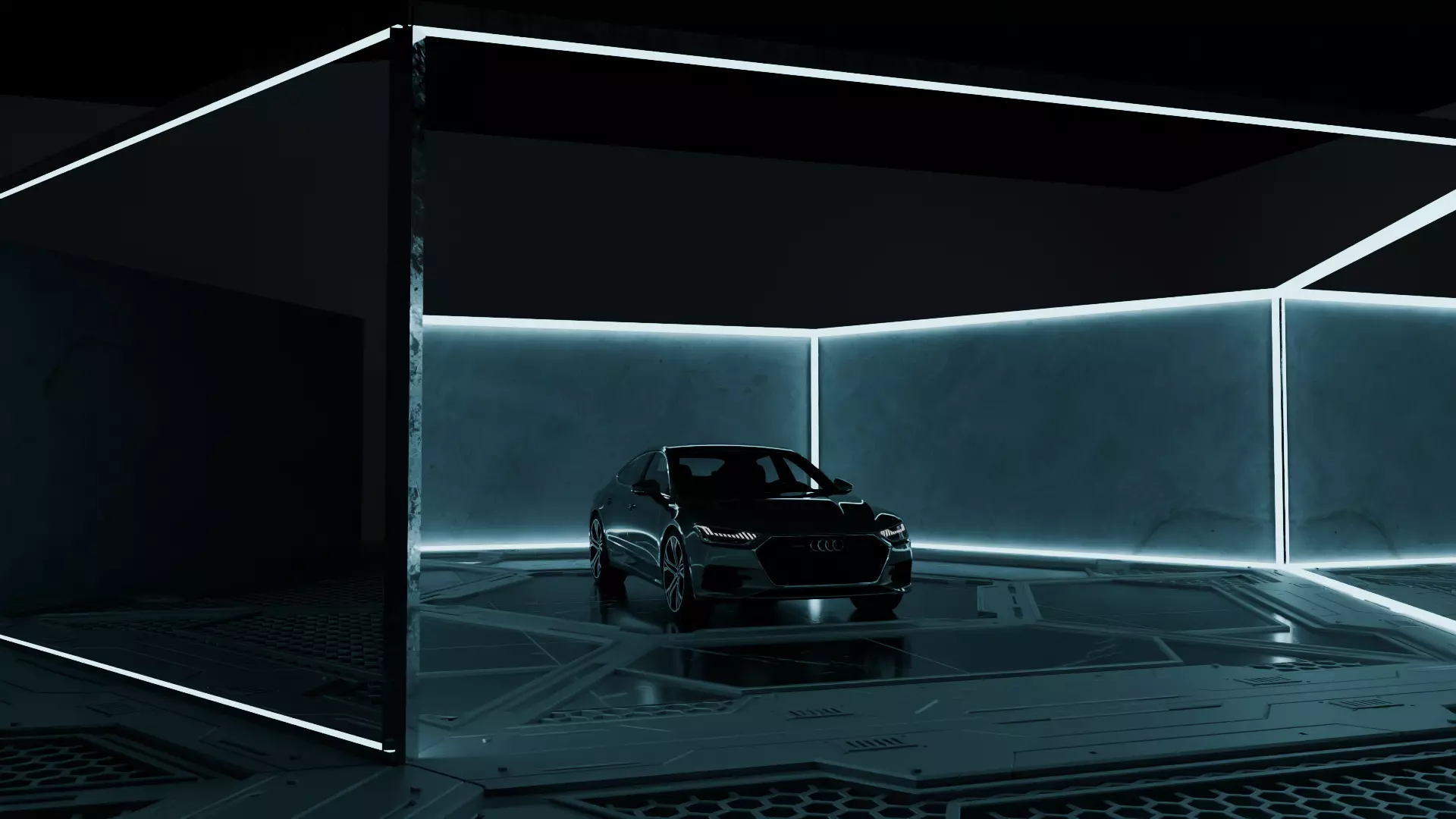 Sci-Fi Garage with Sports Car 3D model
