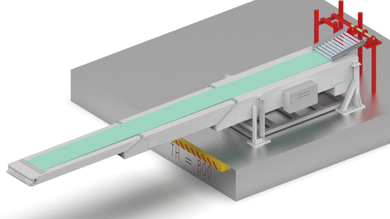 3D design of telescopic retracting loading conveyor 3D model_1