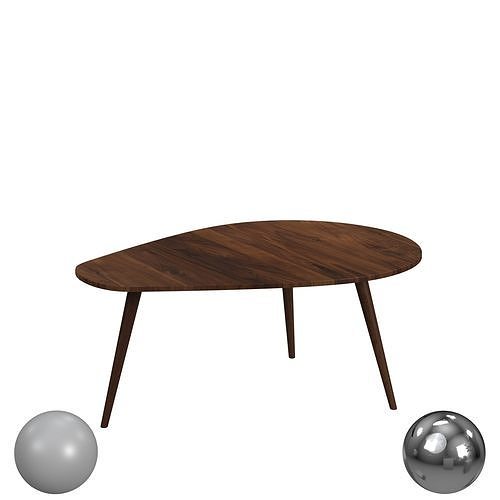 Amoeba Walnut Coffee Table Low-poly 3D model