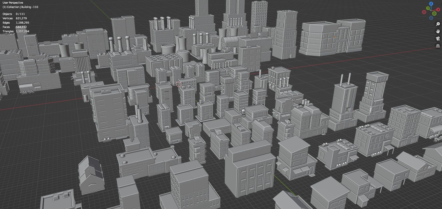 Low Poly City Buildings Pack Of 120 - Game Ready - Untextured  3D model_39