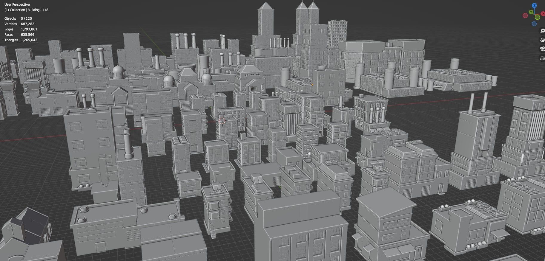Low Poly City Buildings Pack Of 120 - Game Ready - Untextured  3D model_68