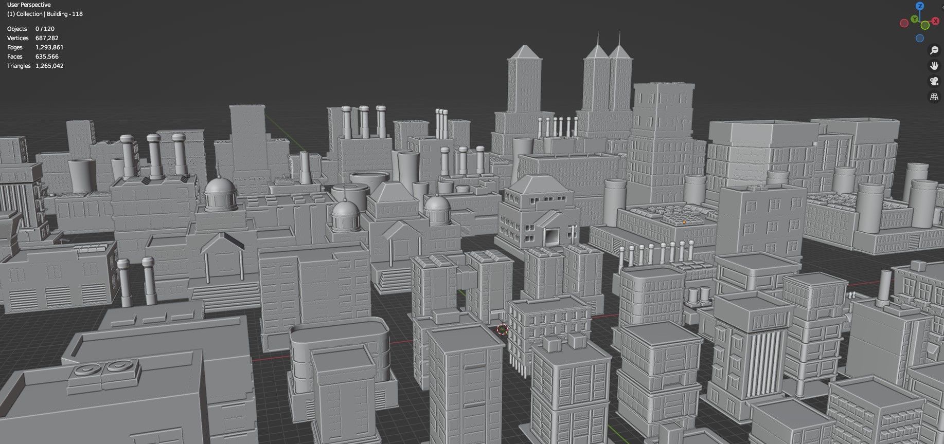 Low Poly City Buildings Pack Of 120 - Game Ready - Untextured  3D model_74