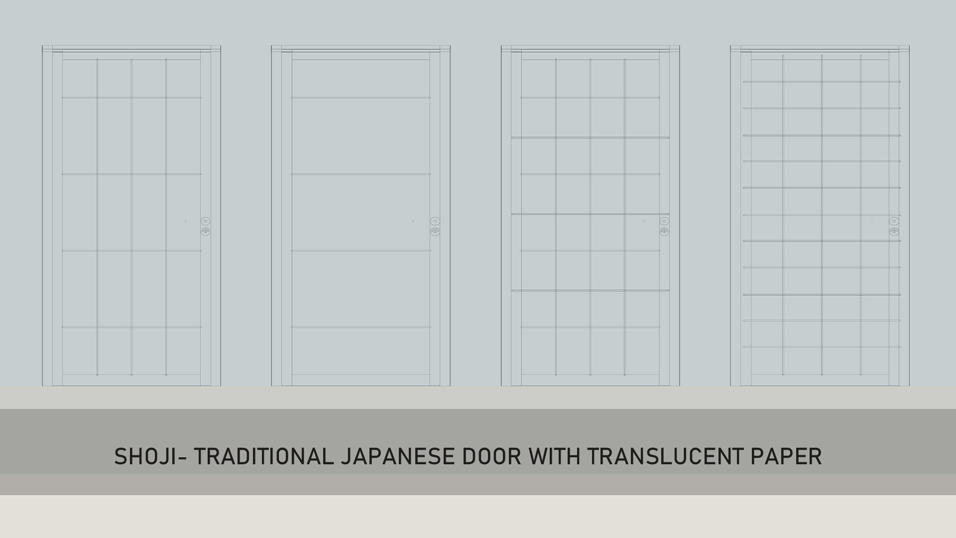 Shoji- Traditional Japanese door with translucent paper 3D model_4