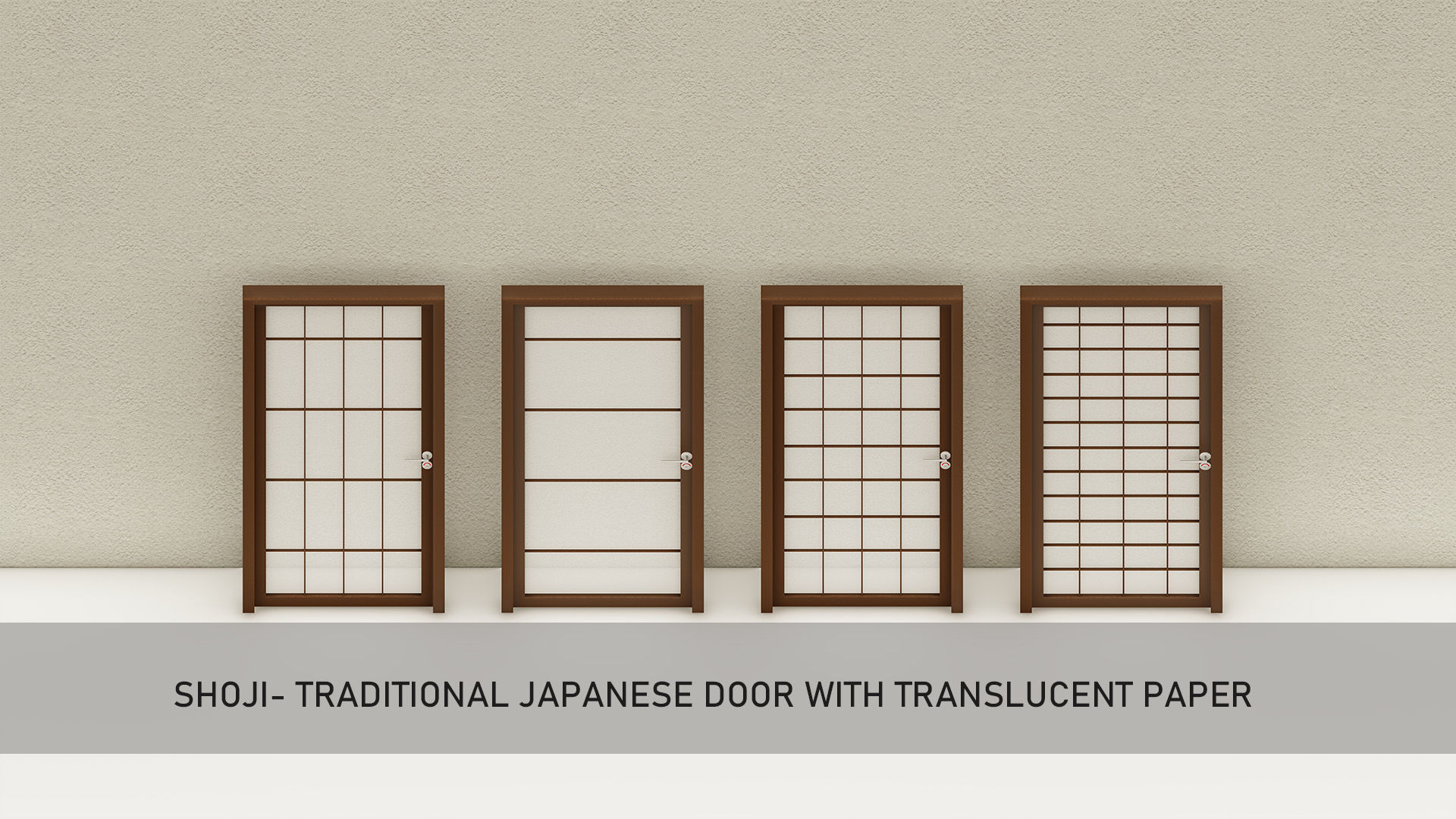 Shoji- Traditional Japanese door with translucent paper 3D model_2