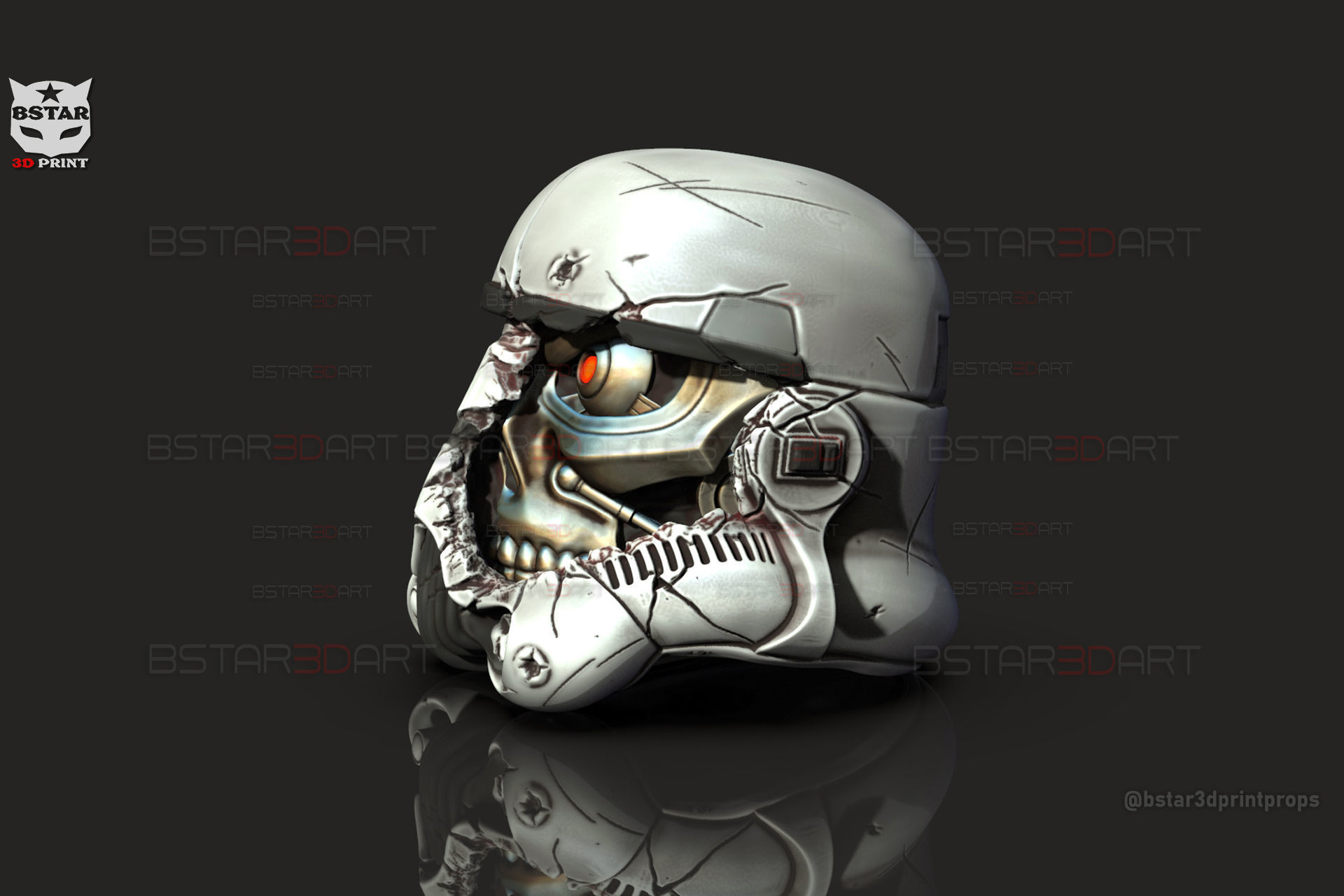 Stormtrooper Skull Terminator Head Decoration - Starwars Toys 3D print model_17
