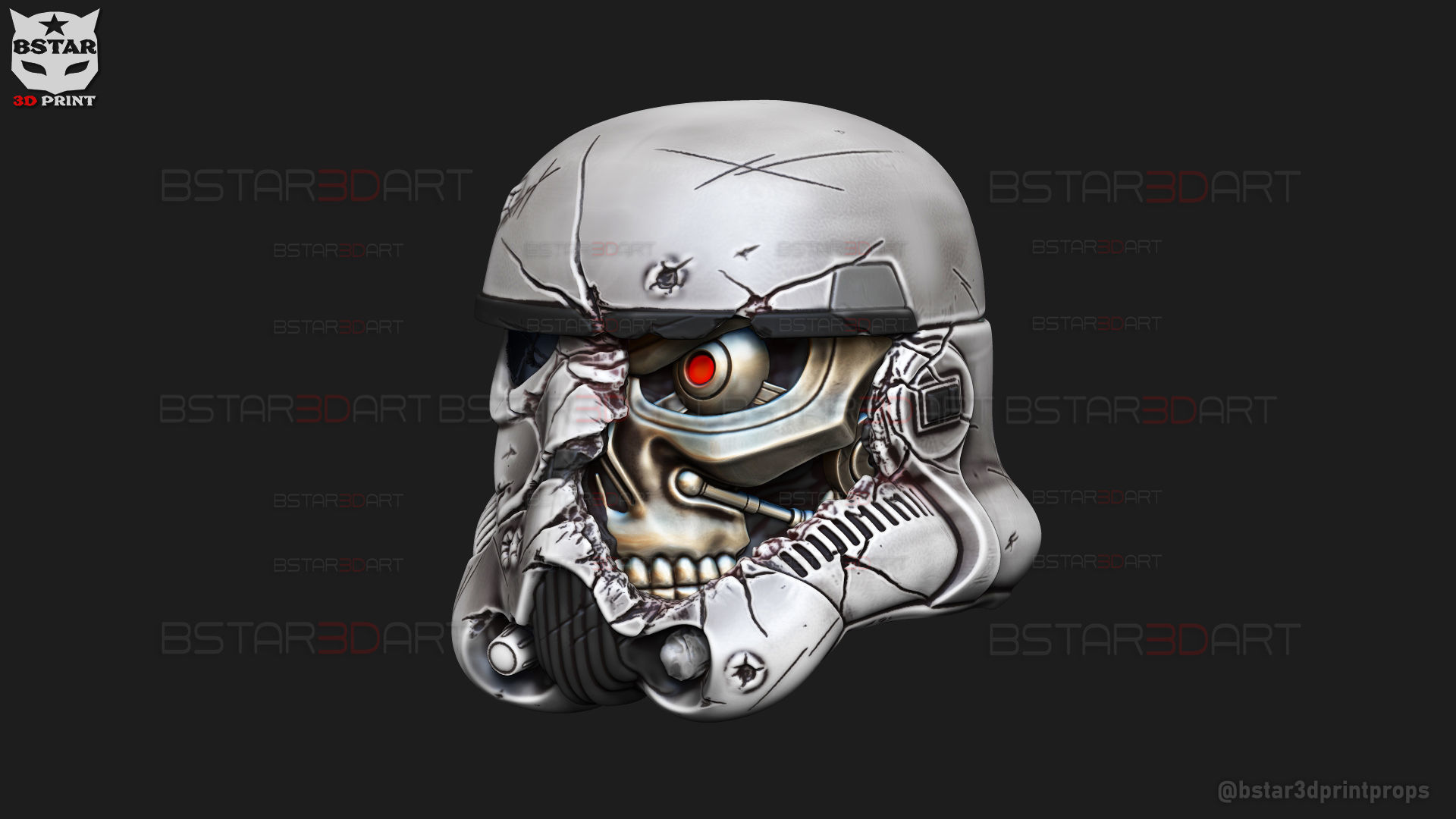 Stormtrooper Skull Terminator Head Decoration - Starwars Toys 3D print model_24