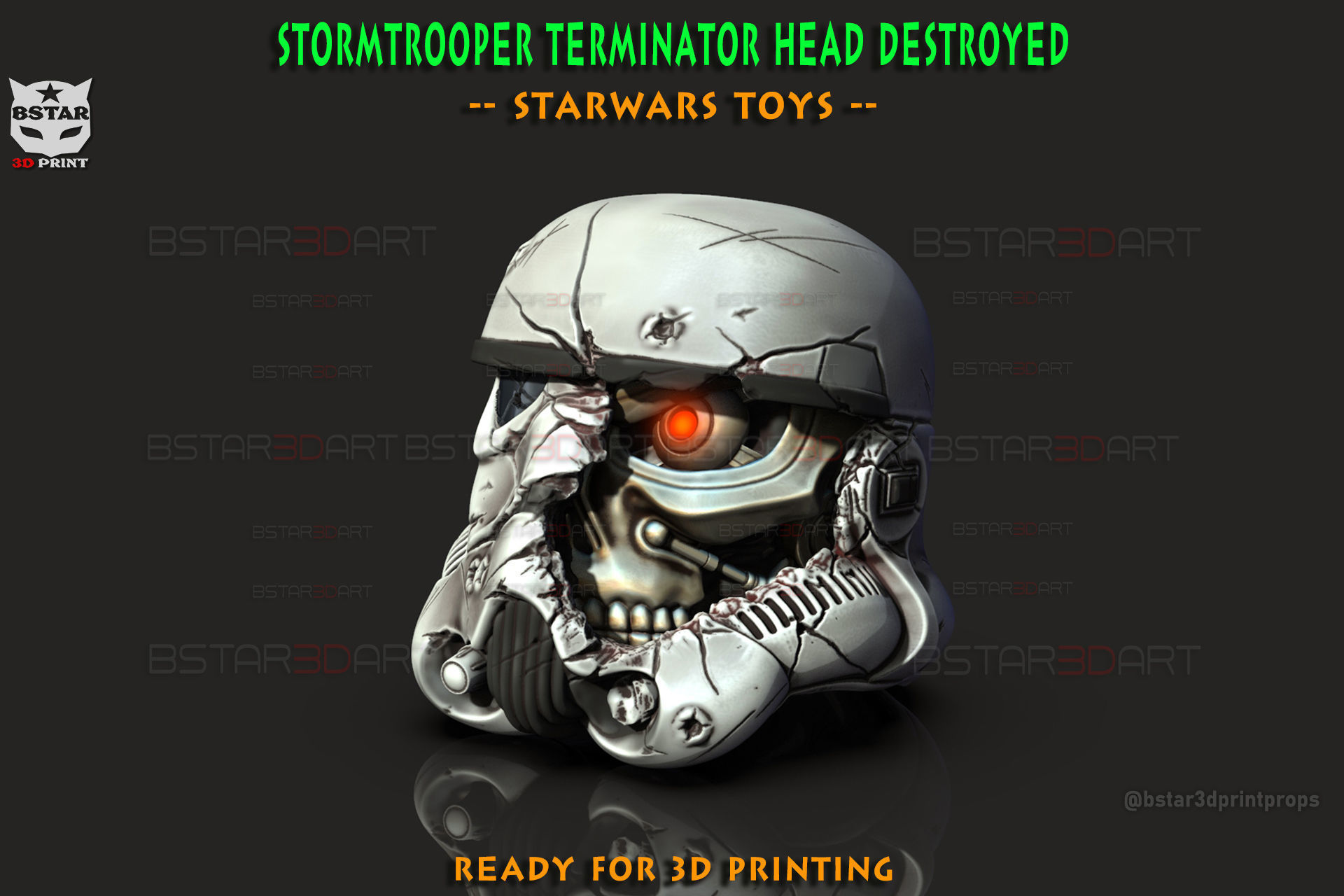 Stormtrooper Skull Terminator Head Decoration - Starwars Toys 3D print model_1