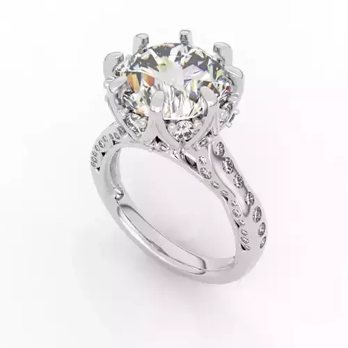 8-Prong 3 Carat Pave Diamond Engagement Ring