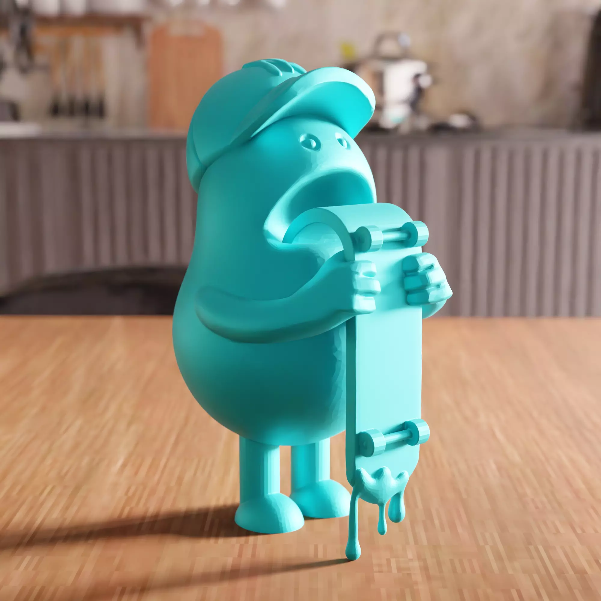 Boy Eating Skateboard Toy STL File - 118 3D print model_0